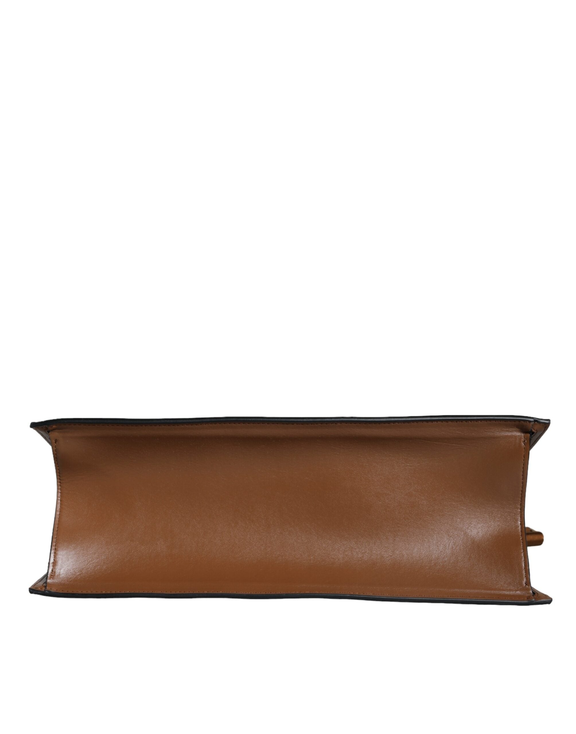 Versace Brown Top Handle Jacquard Leather Logo Crossbody Tote Bag Versace