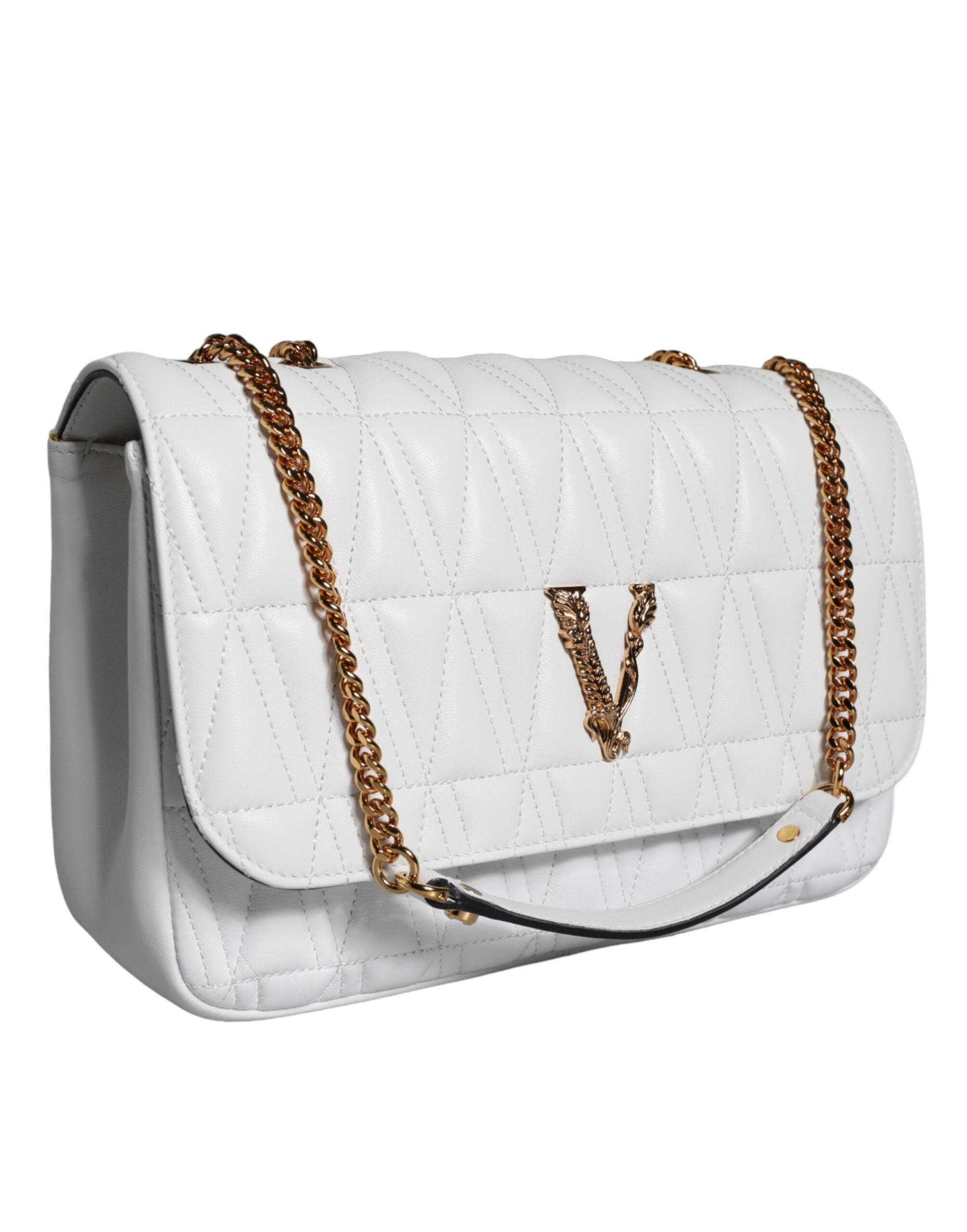 Versace White Mini Nappa Leather Crossbody Shoulder Bag Versace