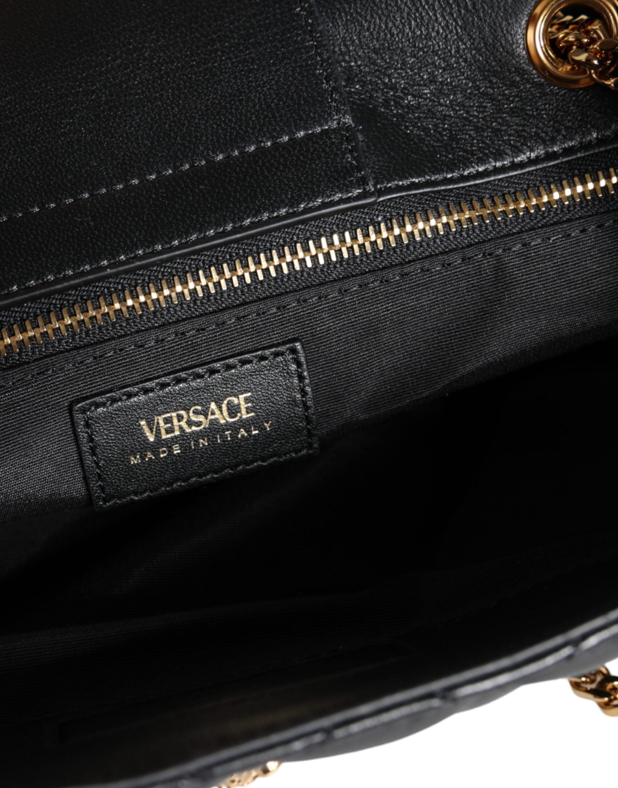Versace Black Quilted Nappa Leather Shoulder Chain Strap Bag Versace