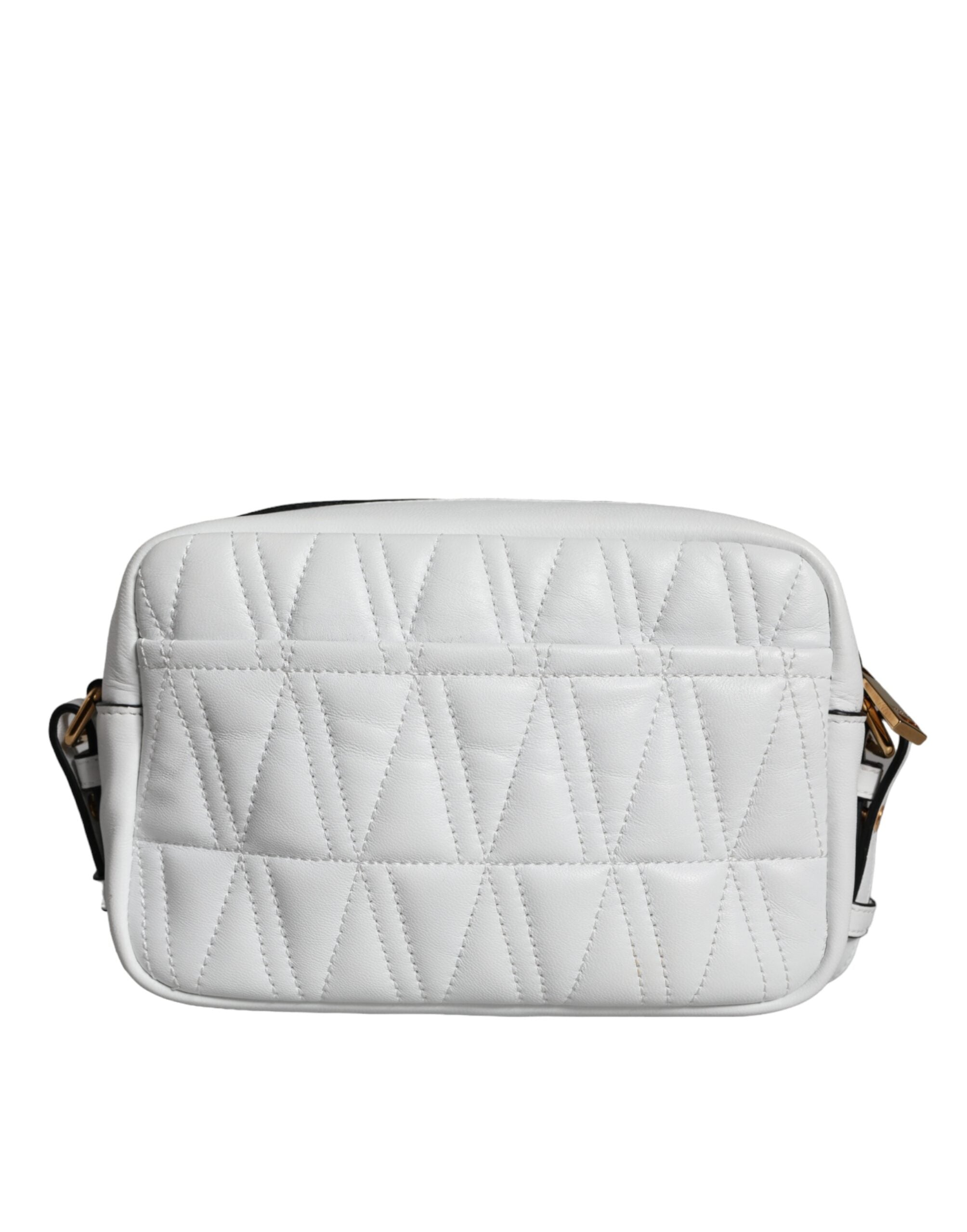 Versace White Quilted Nappa Leather Crossbody Shoulder Bag Versace