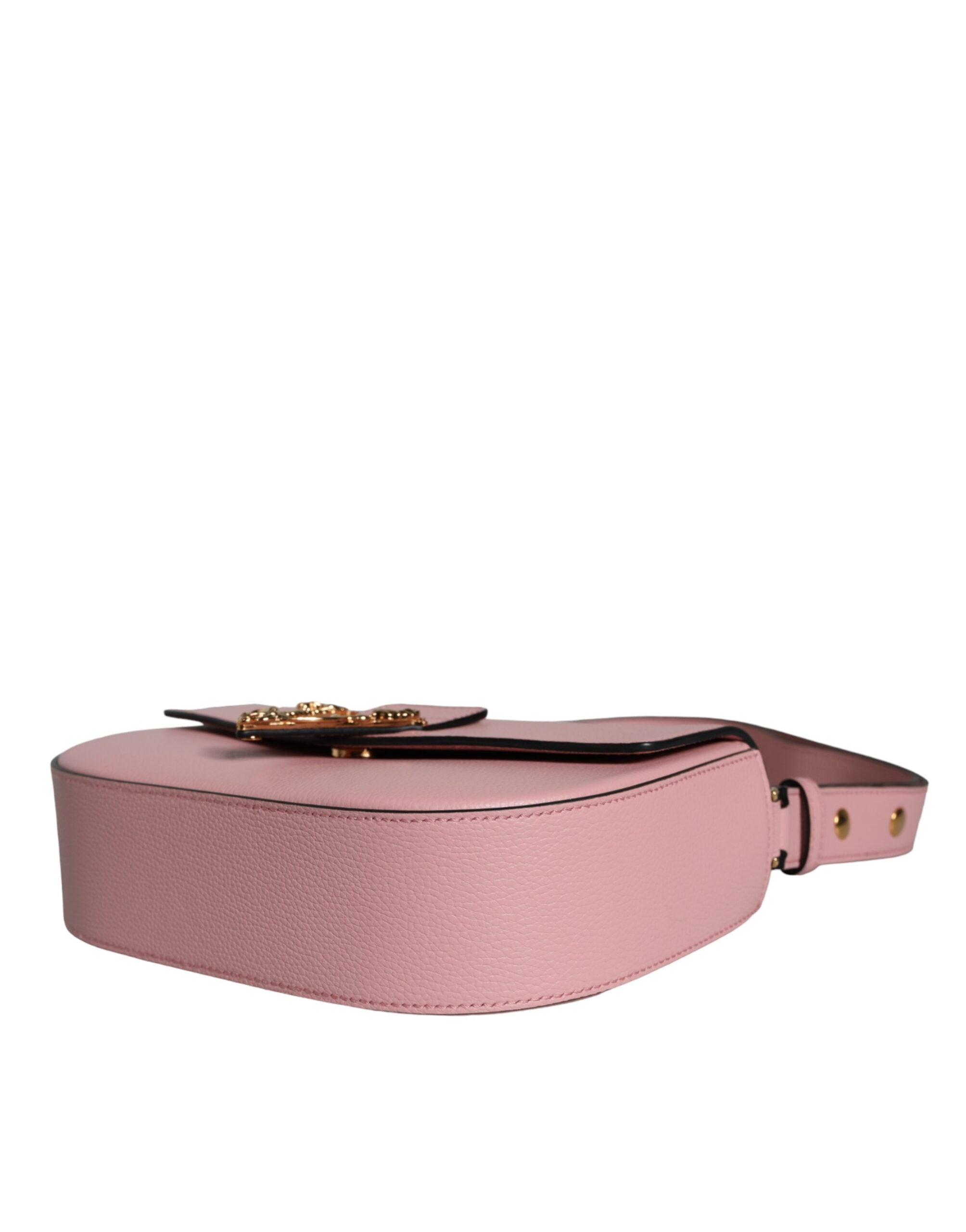 Versace Pink Grainy Calf Leather Logo Crossbody Shoulder Bag Versace