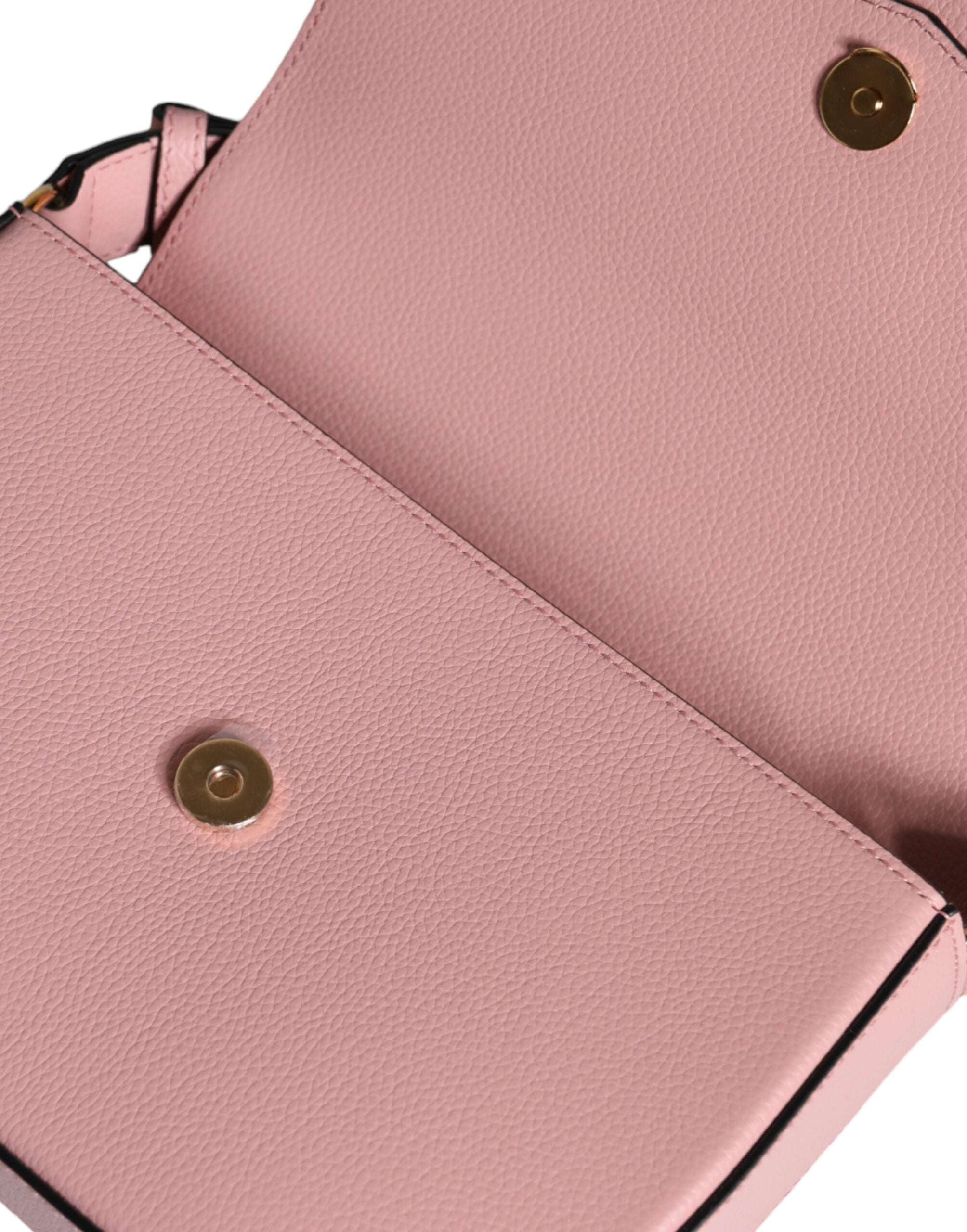 Versace Pink Grainy Calf Leather Logo Crossbody Shoulder Bag Versace