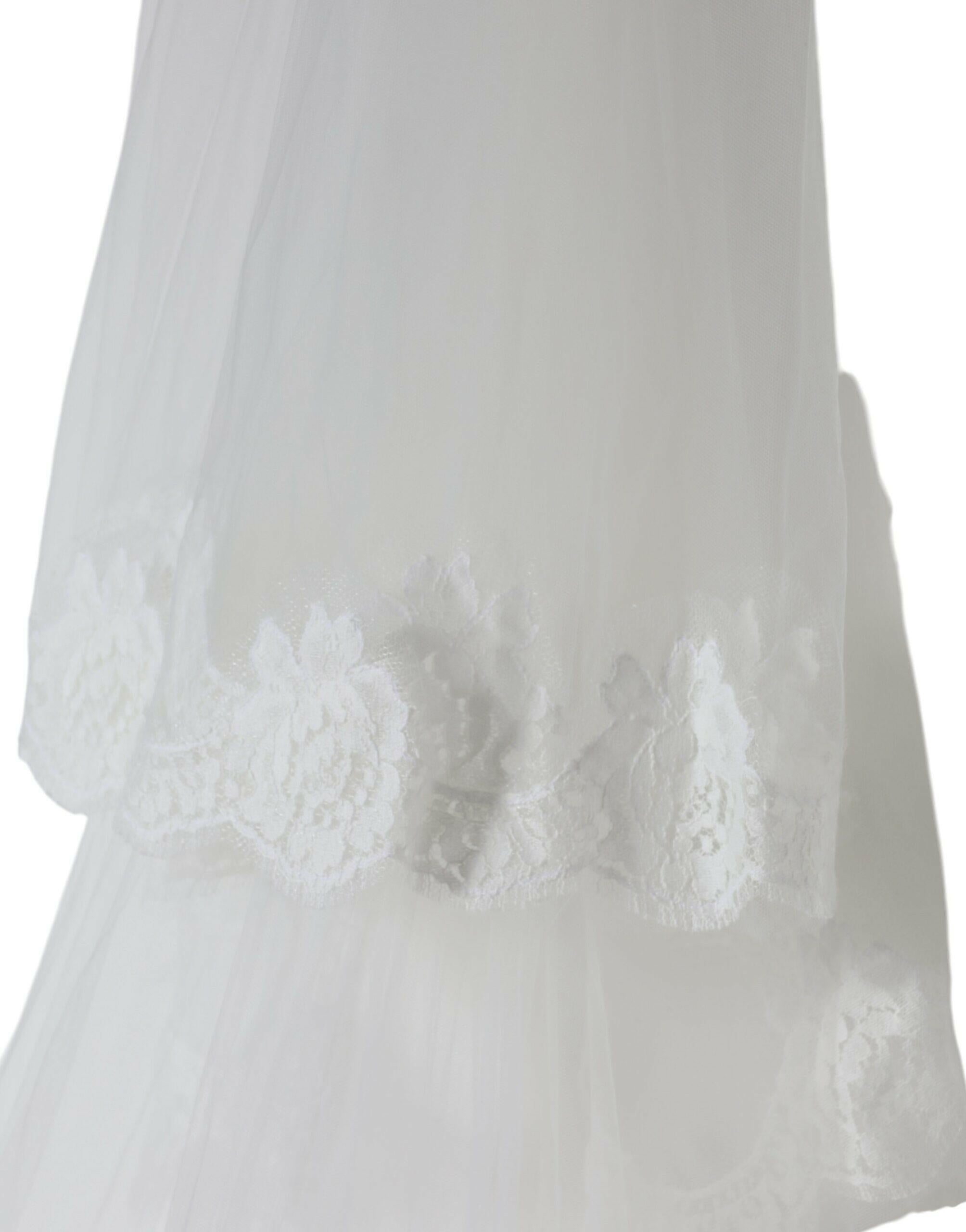 Dolce & Gabbana White Floral Lace Nylon Floor Length Wedding Veil.