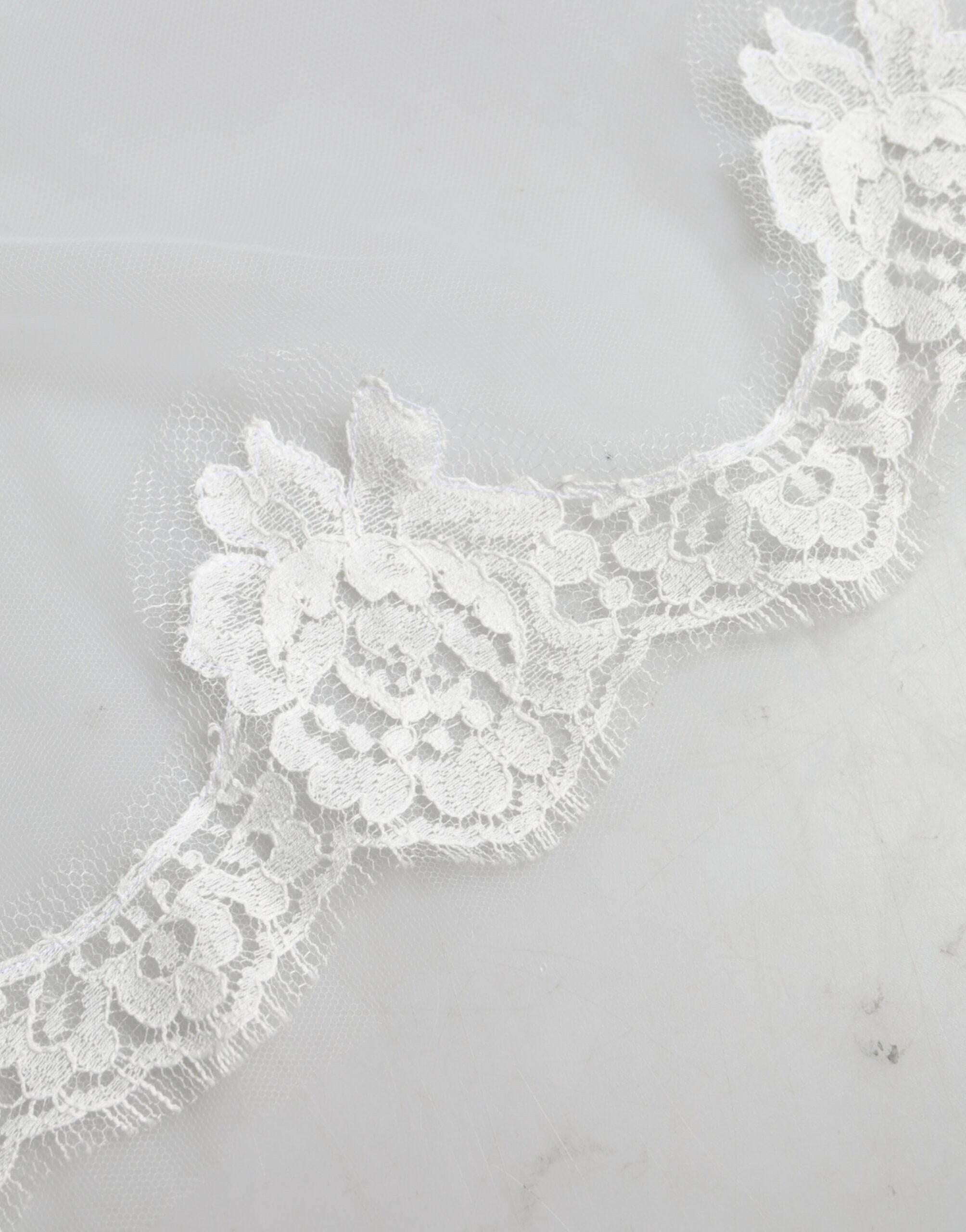 Dolce & Gabbana White Floral Lace Nylon Floor Length Wedding Veil.