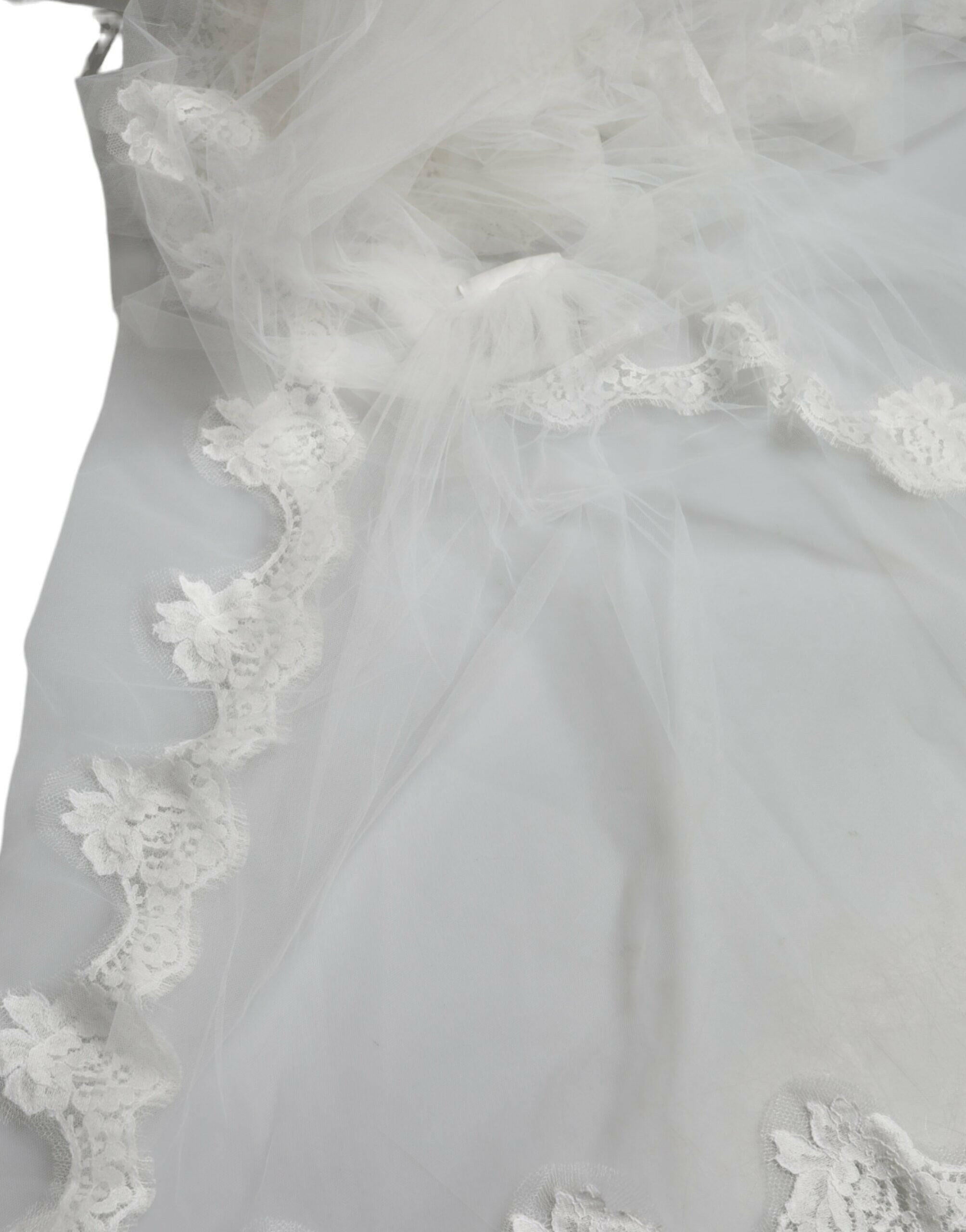 Dolce & Gabbana White Floral Lace Nylon Floor Length Wedding Veil.