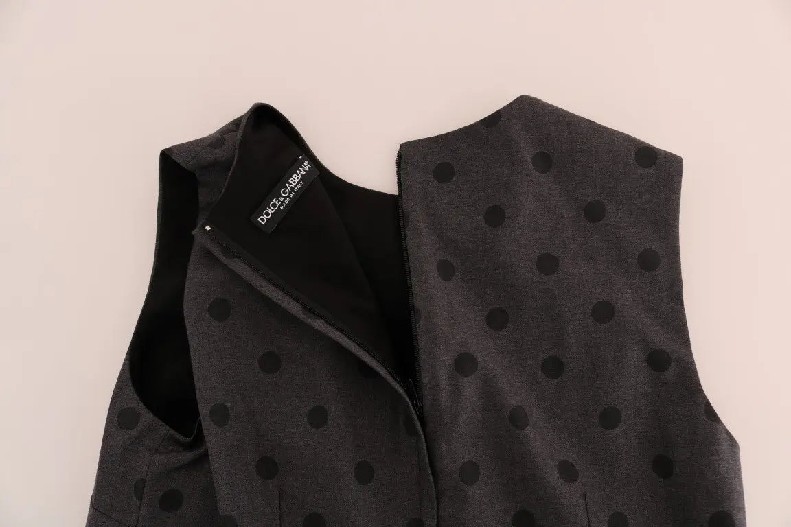 Dolce & Gabbana Chic Sleeveless Polka Dot Wool Dress Dolce & Gabbana