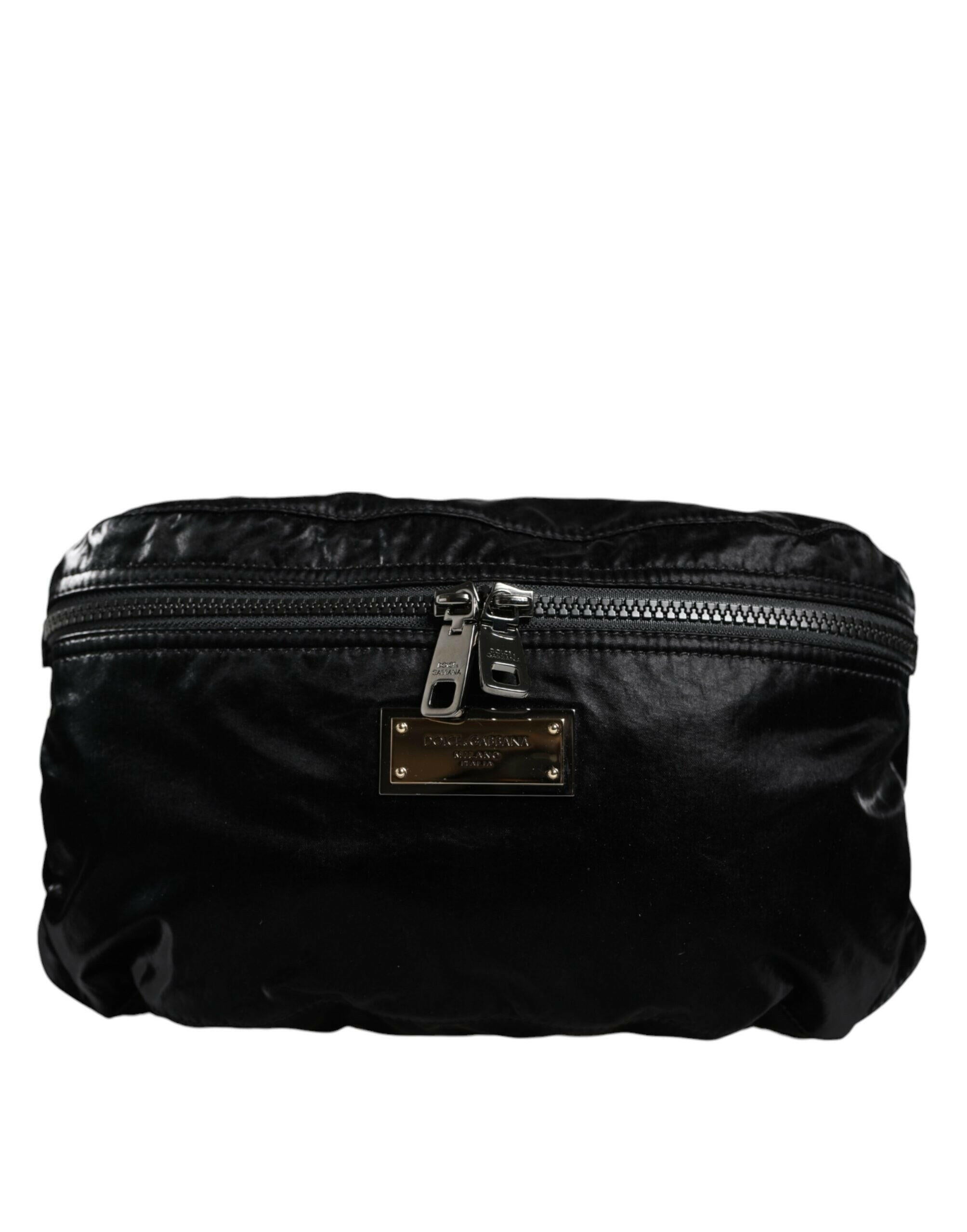 Dolce & Gabbana Black Nylon Fabric Belt Waist Fanny Pack Bag.