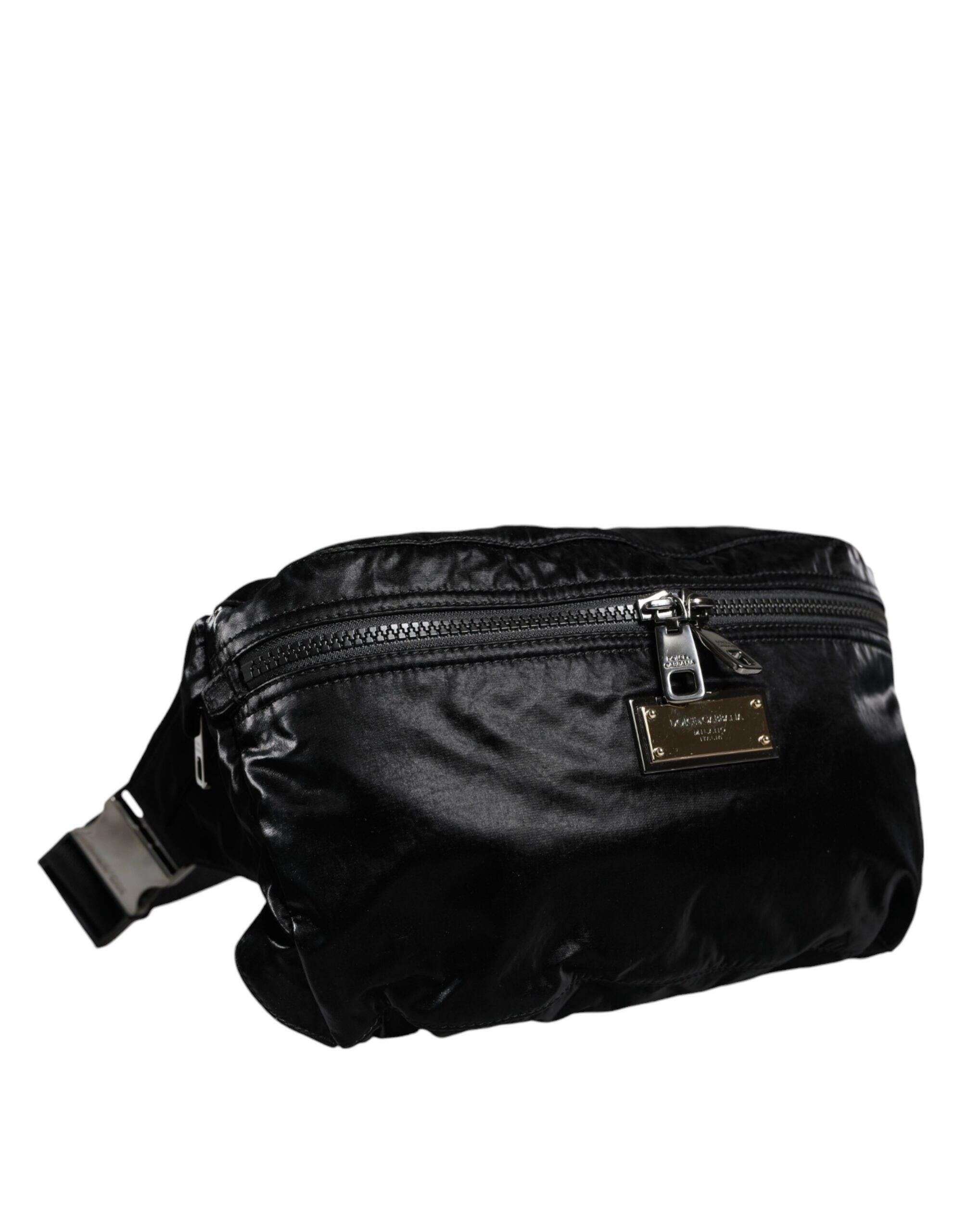 Dolce & Gabbana Black Nylon Fabric Belt Waist Fanny Pack Bag.