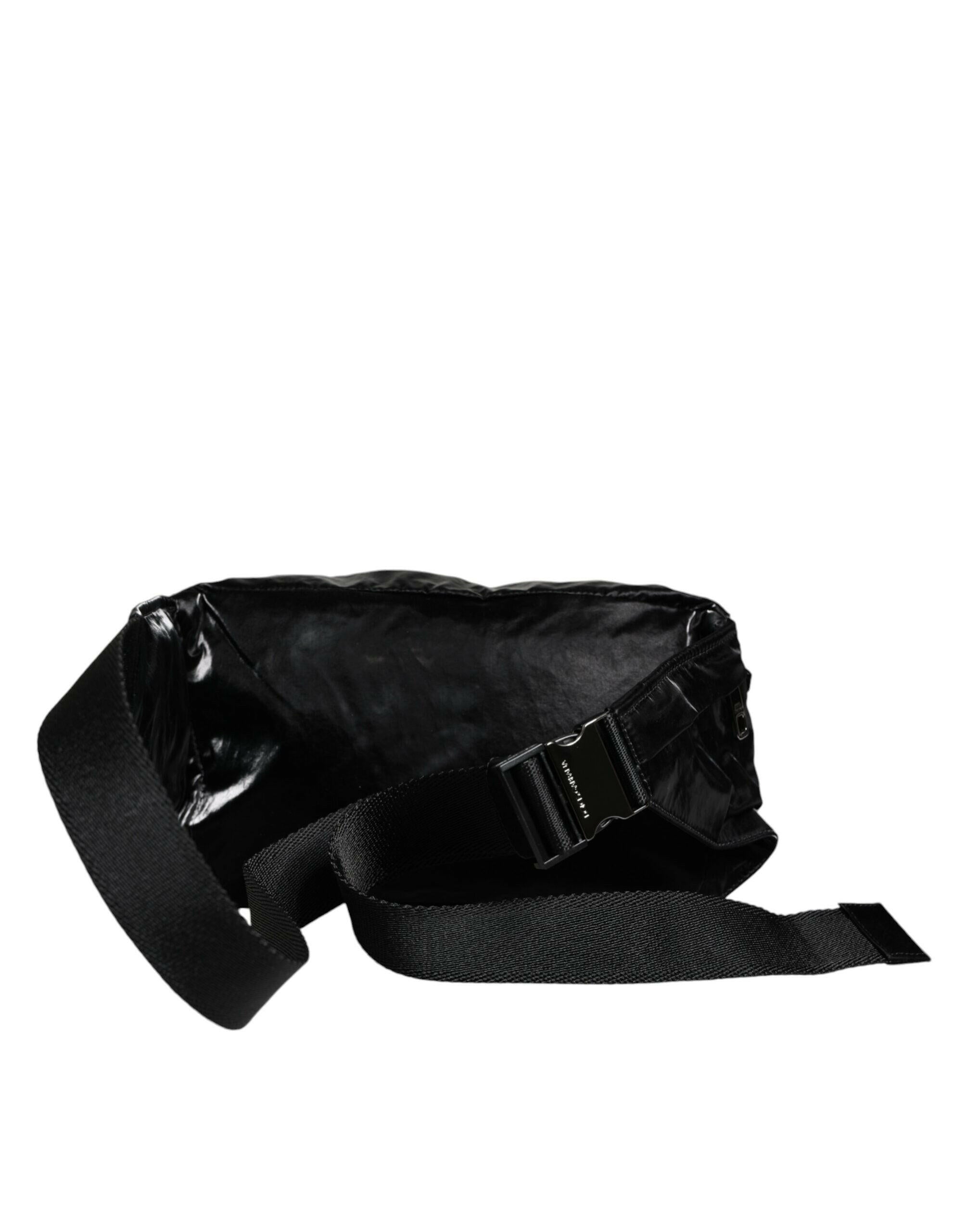 Dolce & Gabbana Black Nylon Fabric Belt Waist Fanny Pack Bag.