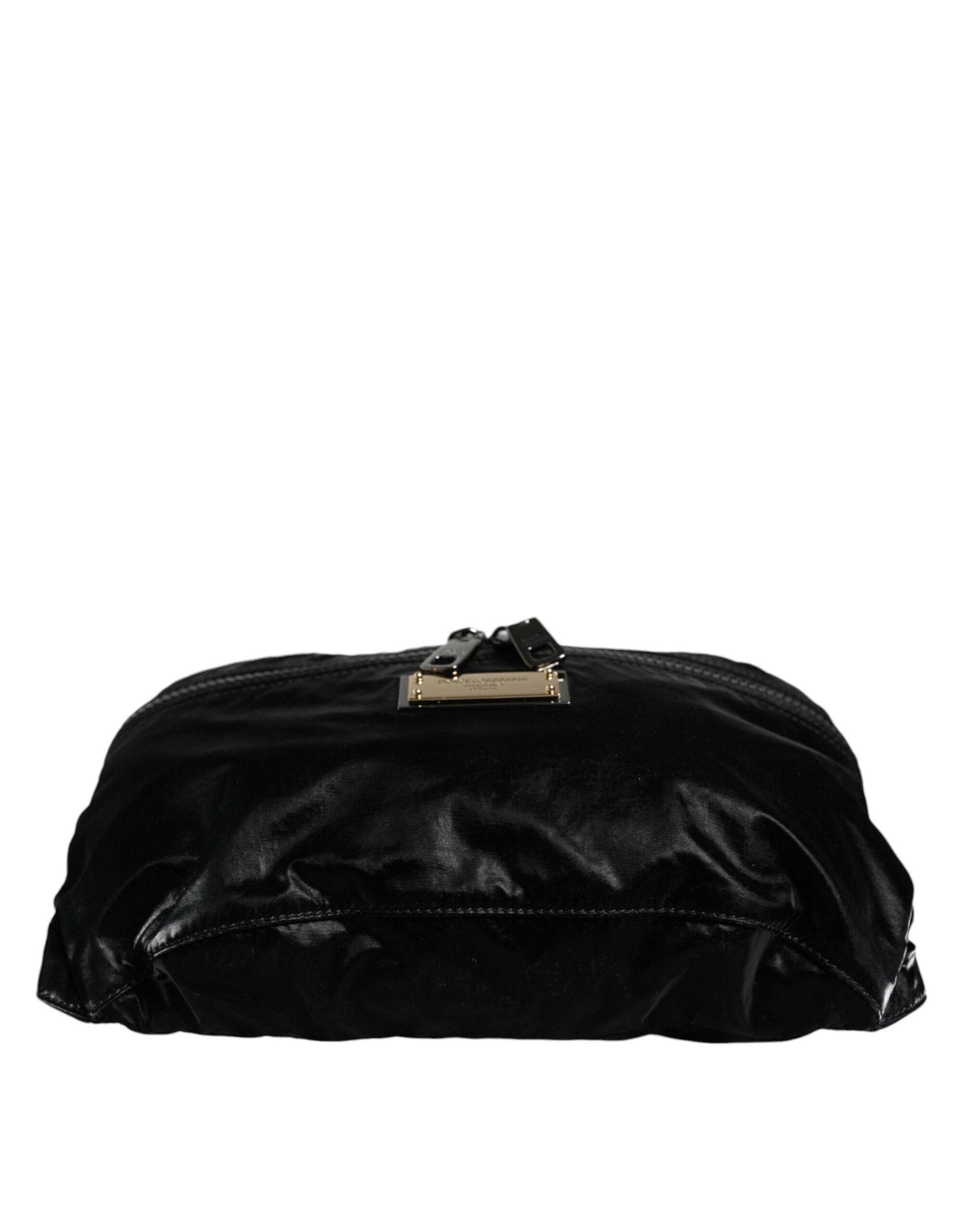 Dolce & Gabbana Black Nylon Fabric Belt Waist Fanny Pack Bag.