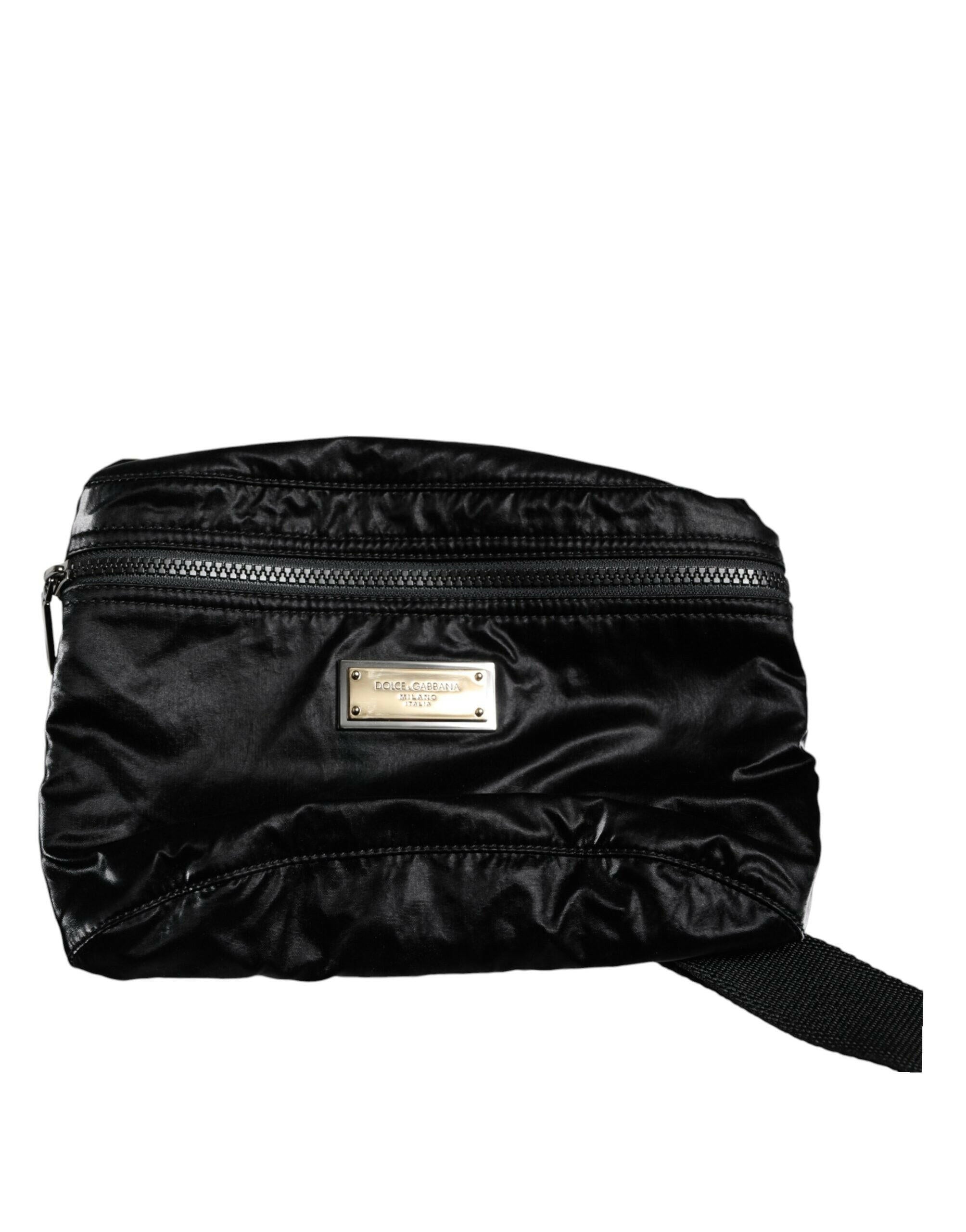 Dolce & Gabbana Black Nylon Fabric Belt Waist Fanny Pack Bag.