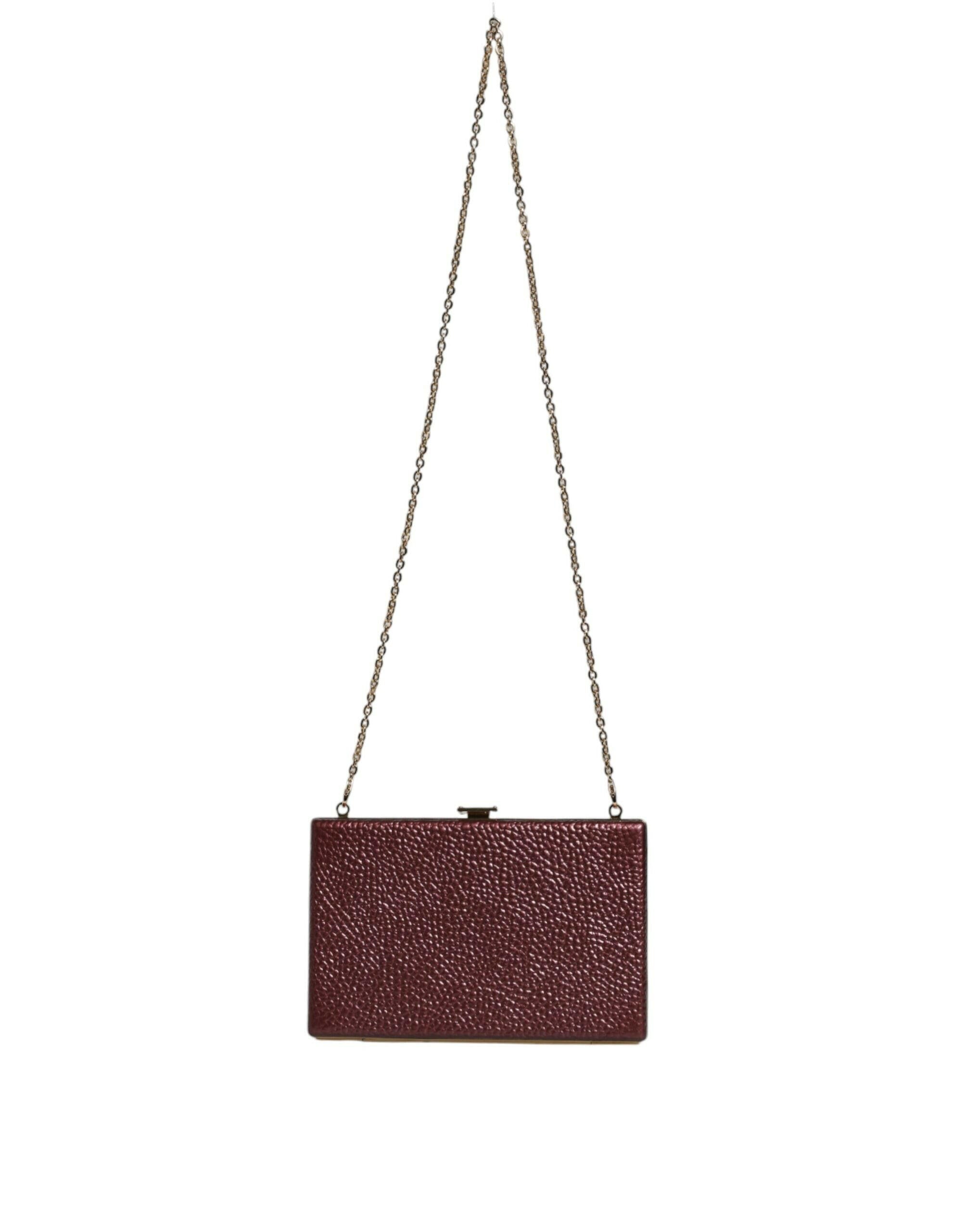 Dolce & Gabbana Maroon Leather Clutch Evening Crossbody Bag.