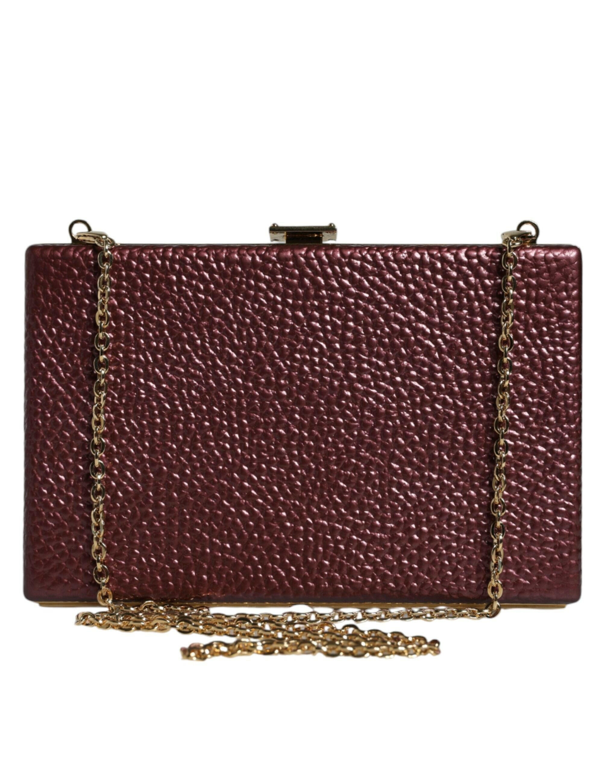 Dolce & Gabbana Maroon Leather Clutch Evening Crossbody Bag.