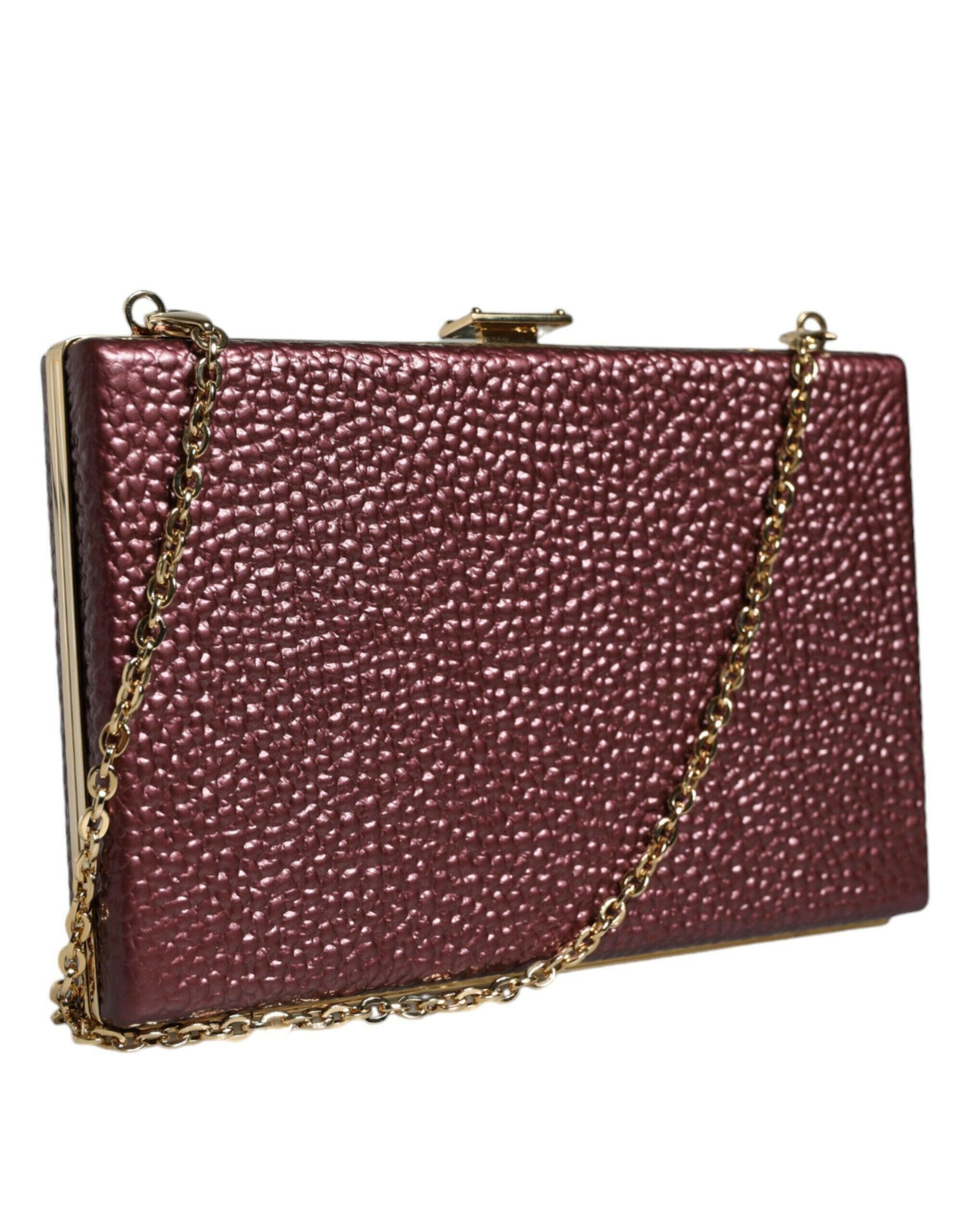 Dolce & Gabbana Maroon Leather Clutch Evening Crossbody Bag.