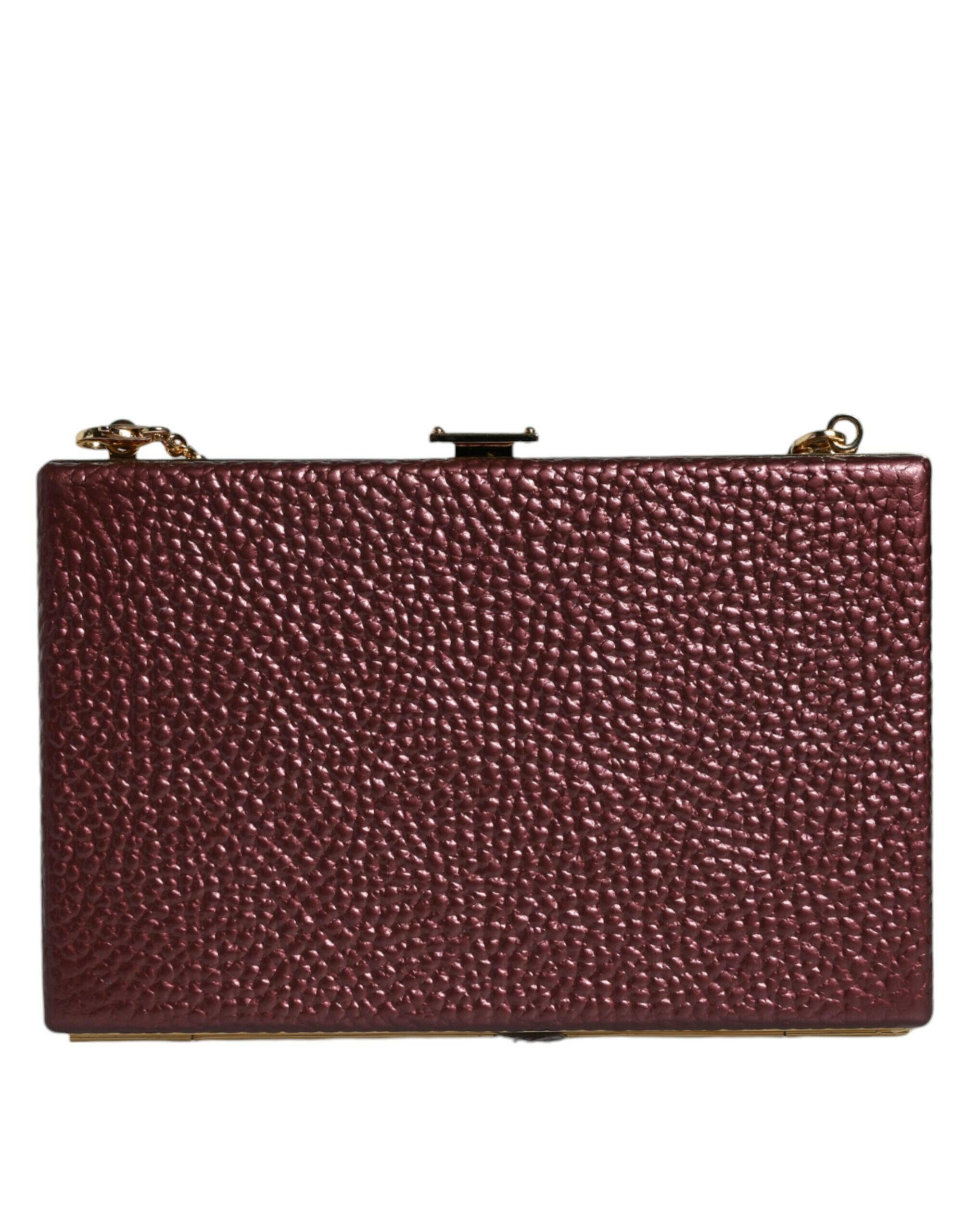 Dolce & Gabbana Maroon Leather Clutch Evening Crossbody Bag.