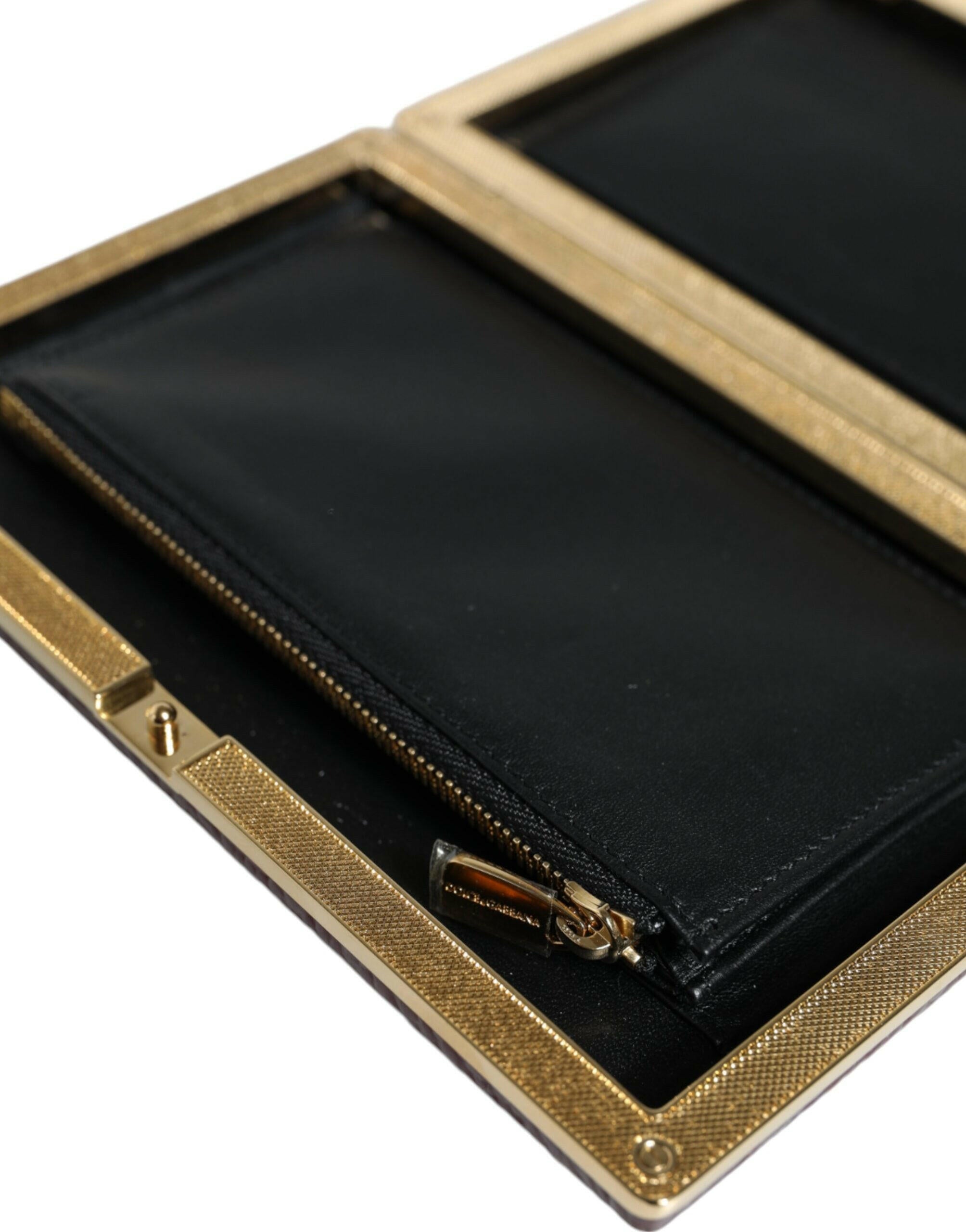 Dolce & Gabbana Maroon Leather Clutch Evening Crossbody Bag.