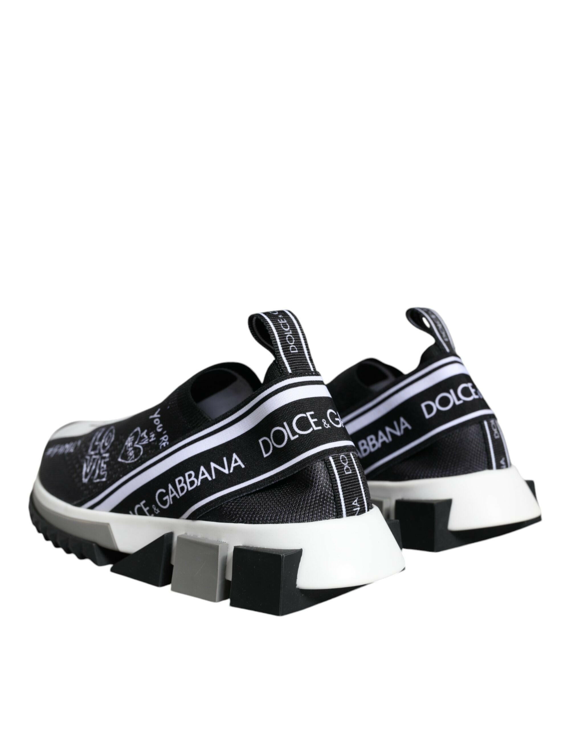 Dolce & Gabbana Black White Sorrento Low Top Sneakers Shoes.