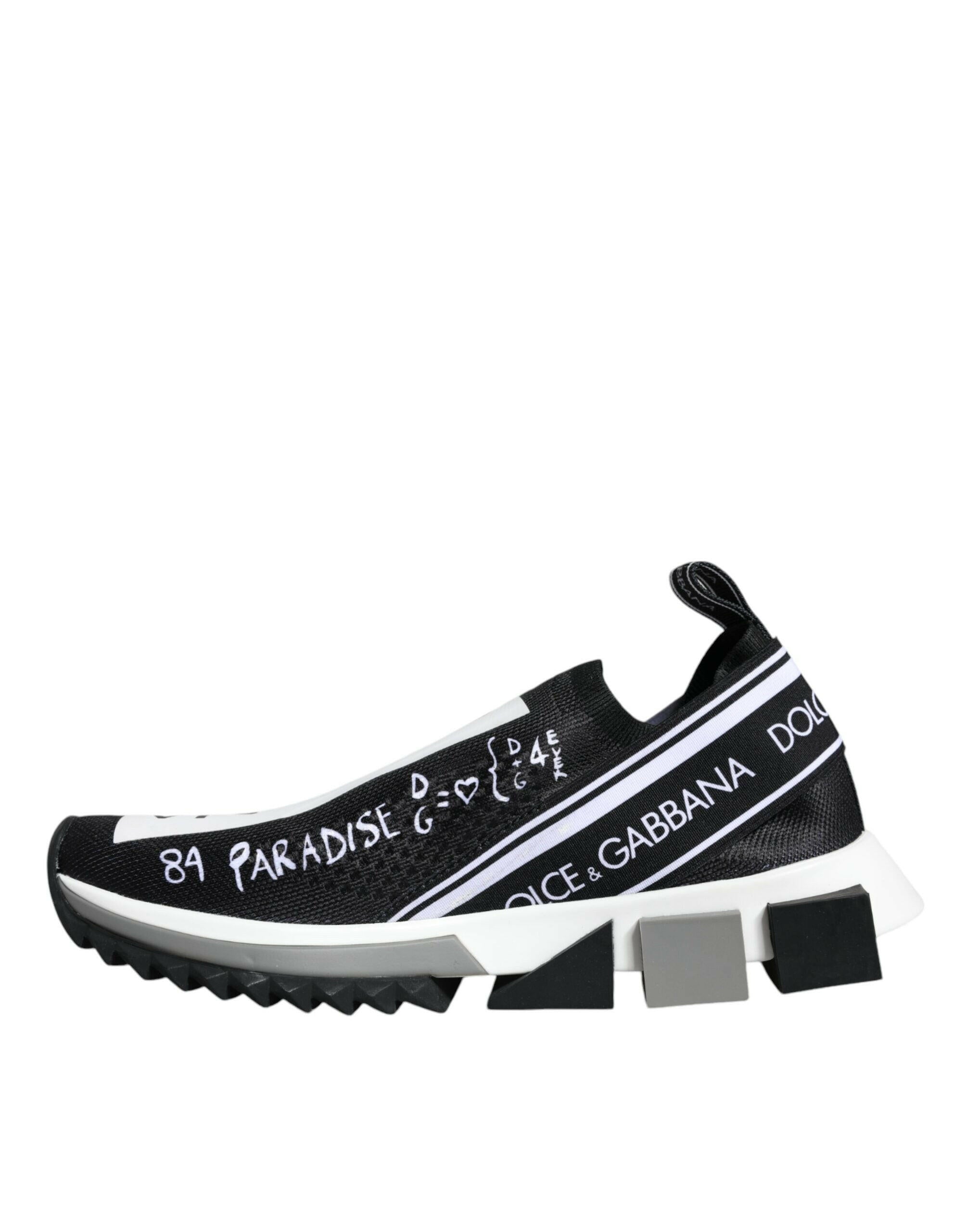 Dolce & Gabbana Black White Sorrento Low Top Sneakers Shoes.