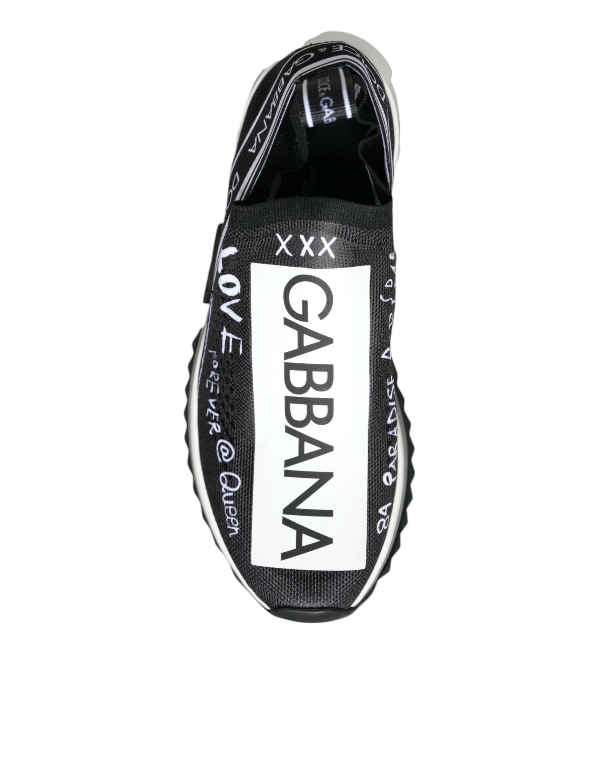 Dolce & Gabbana Black White Sorrento Low Top Sneakers Shoes.