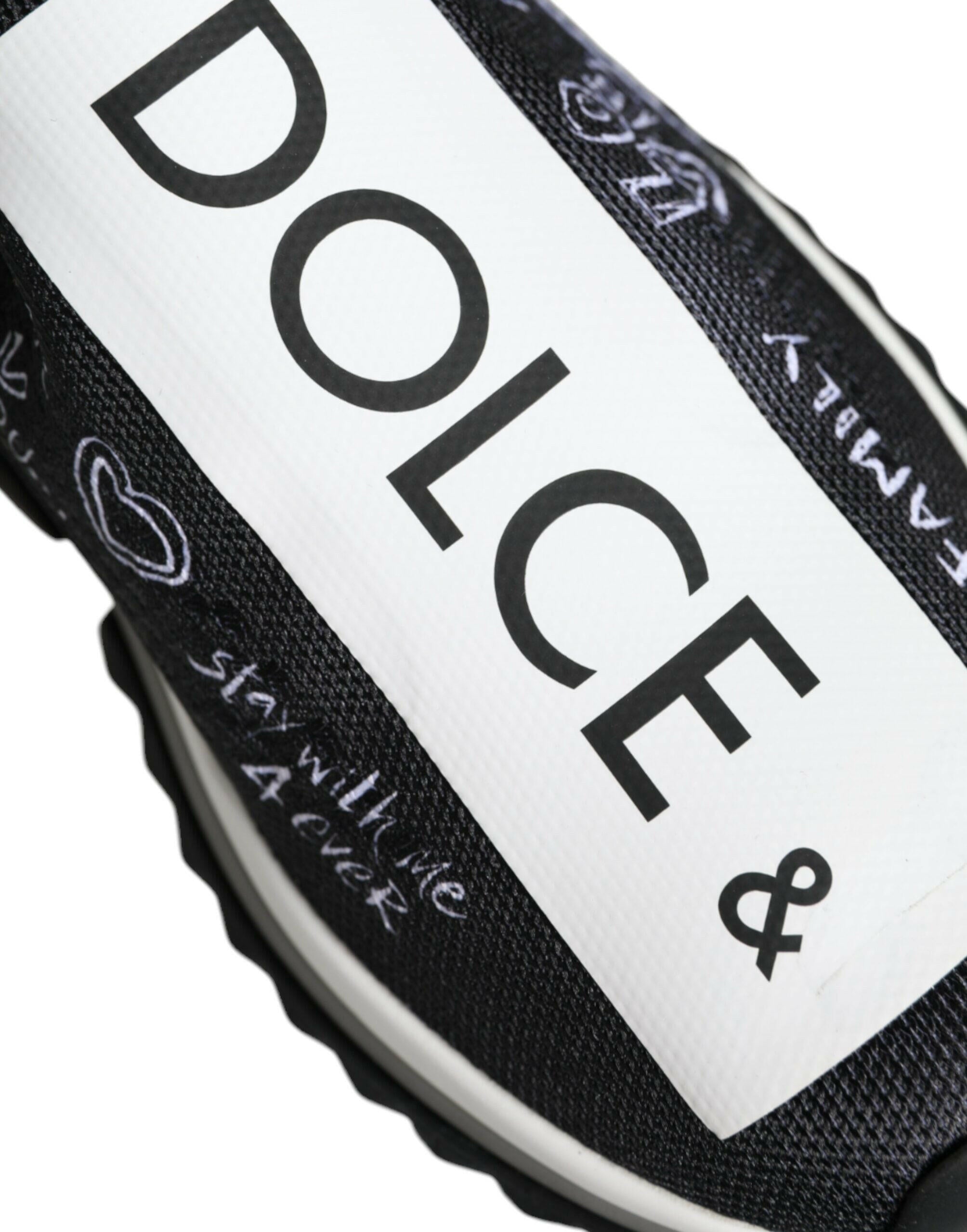 Dolce & Gabbana Black White Sorrento Low Top Sneakers Shoes.