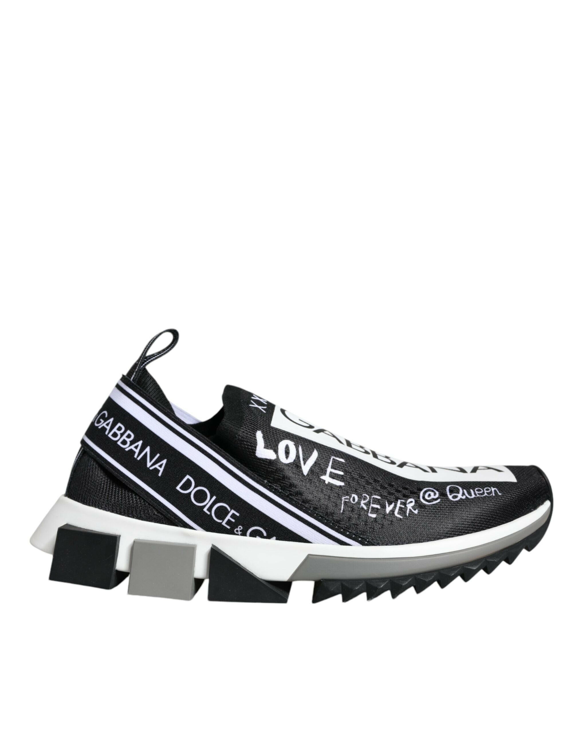 Dolce & Gabbana Black White Sorrento Low Top Sneakers Shoes.