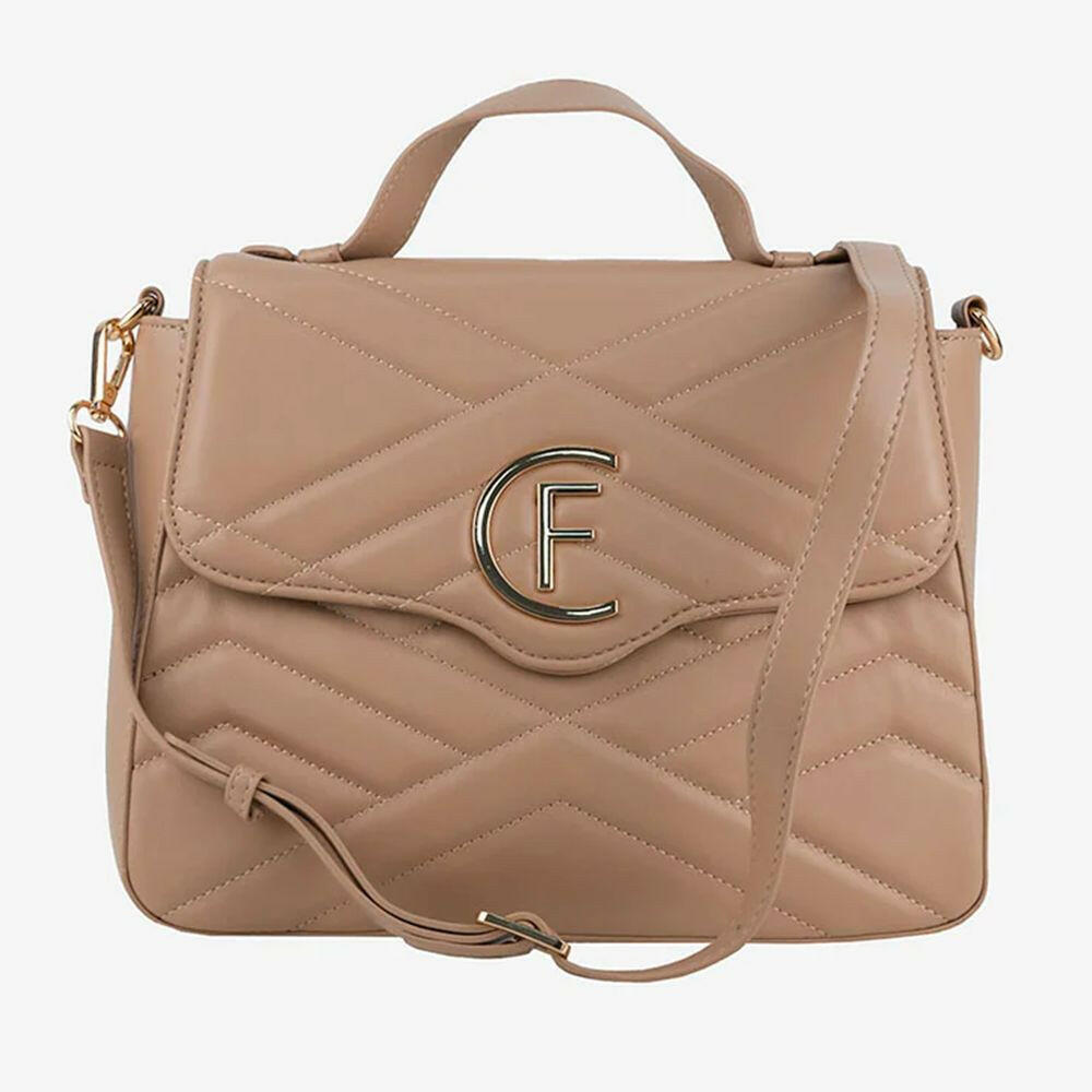 CRISTINAEFFE Beige Artificial Leather Women Crossbody Bag.