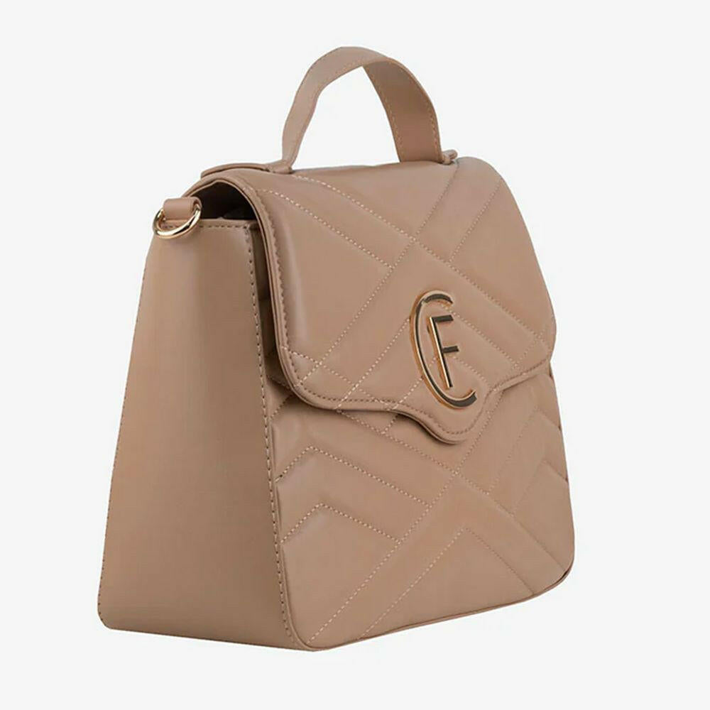 CRISTINAEFFE Beige Artificial Leather Women Crossbody Bag.