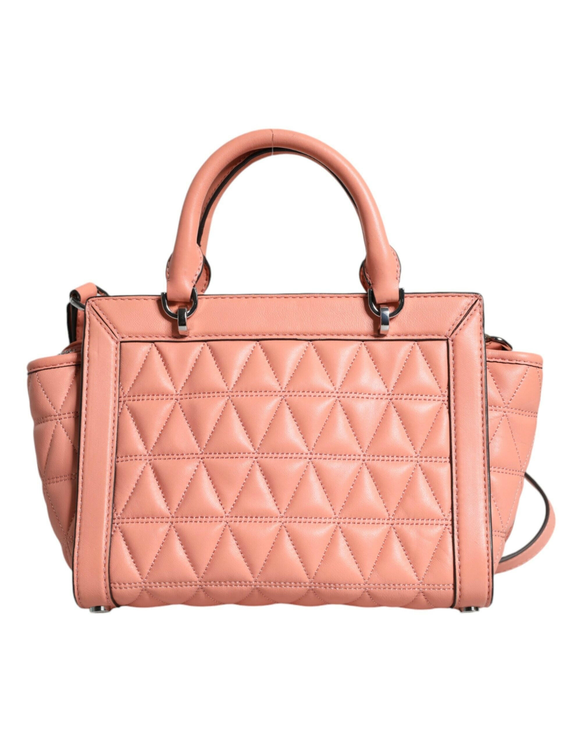 Michael Kors Peach Quilted Leather Logo Crossbody VIVIANNE Messenger Bag.