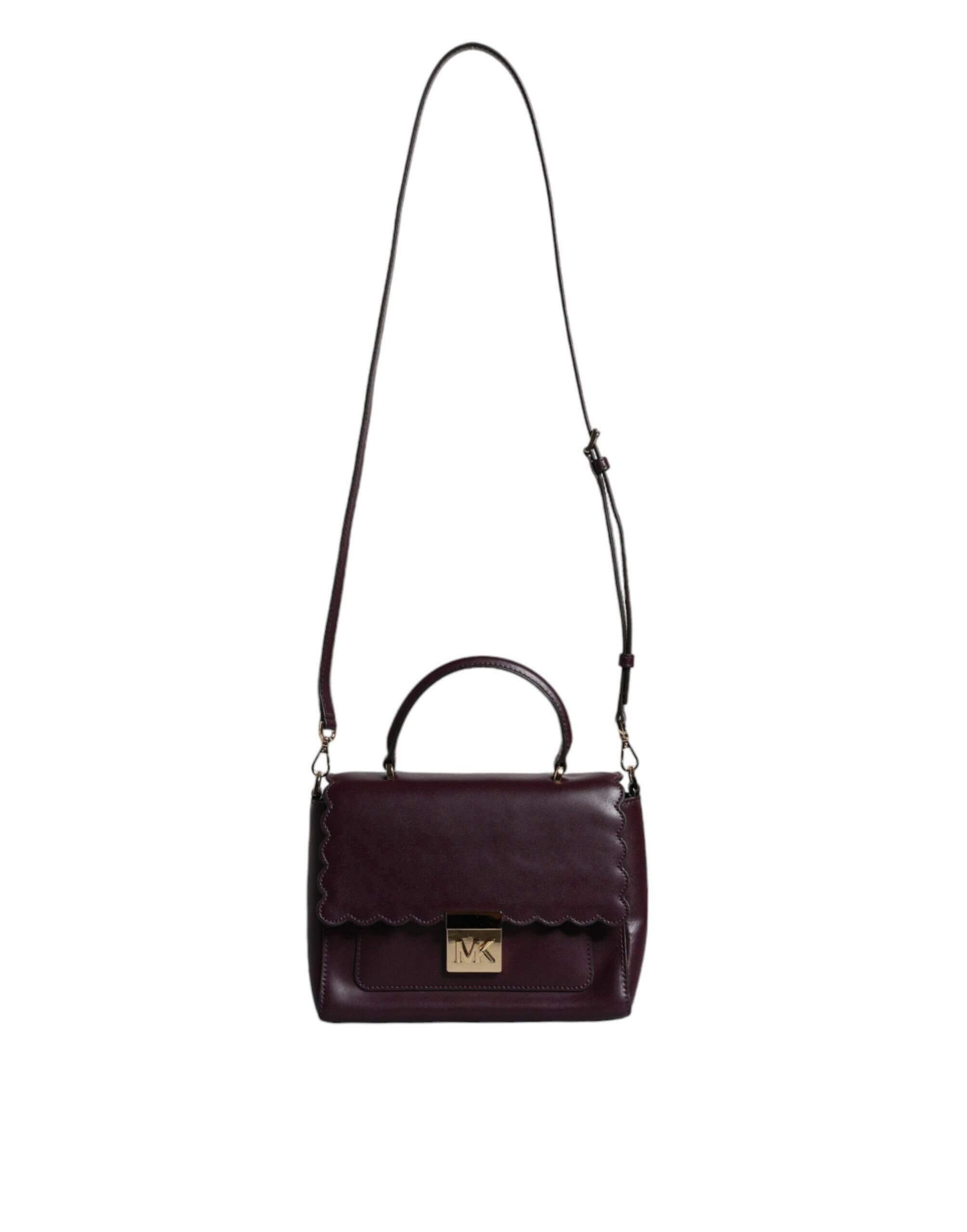 Michael Kors Purple Leather Logo Plaque Crossbody MINDY Satchel Bag.