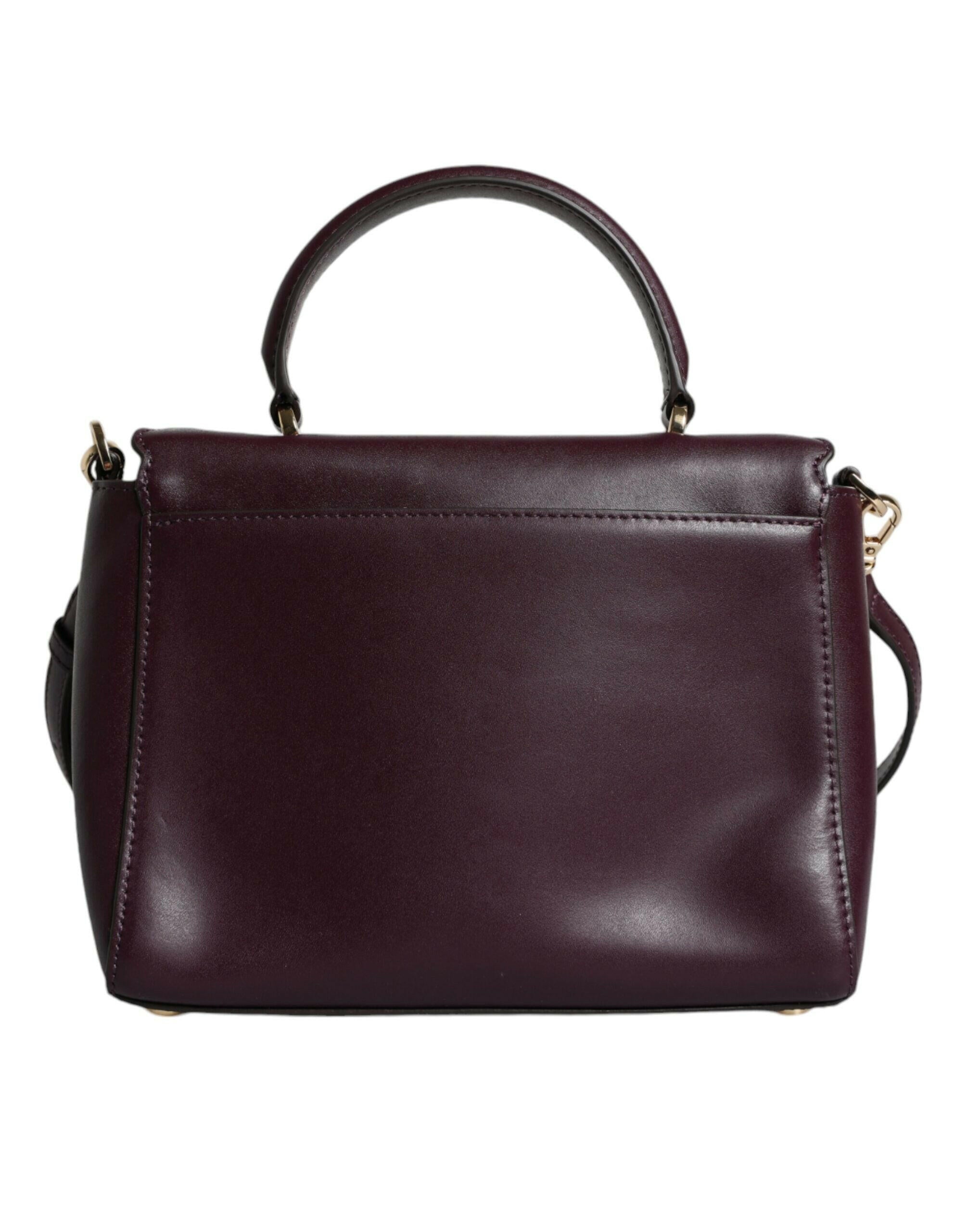 Michael Kors Purple Leather Logo Plaque Crossbody MINDY Satchel Bag.