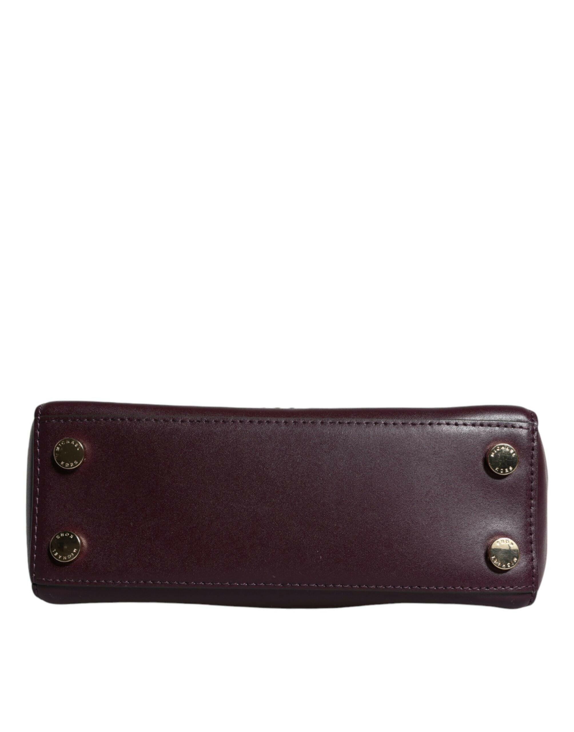 Michael Kors Purple Leather Logo Plaque Crossbody MINDY Satchel Bag.