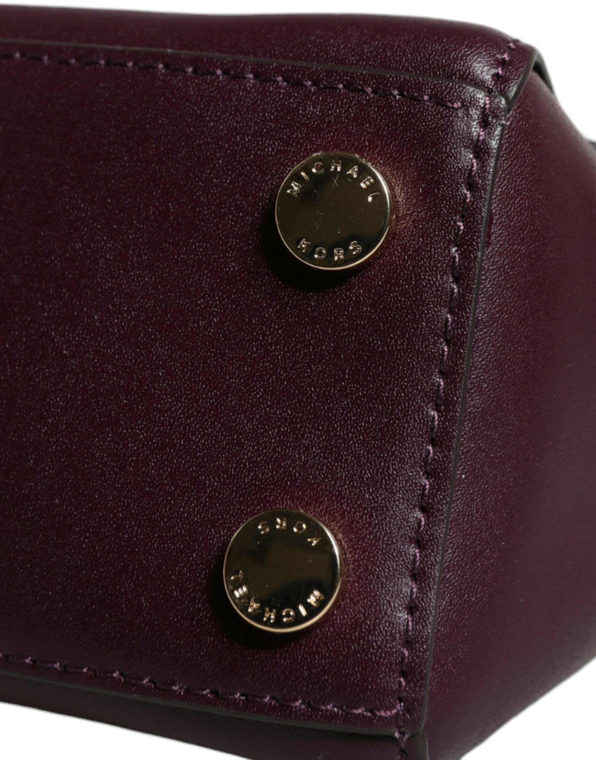 Michael Kors Purple Leather Logo Plaque Crossbody MINDY Satchel Bag.