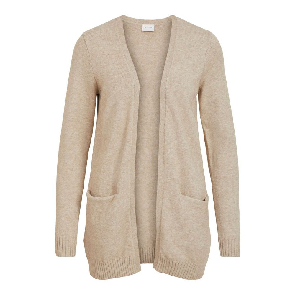 Vila Clothes Beige Viscose Cardigan Vila Clothes