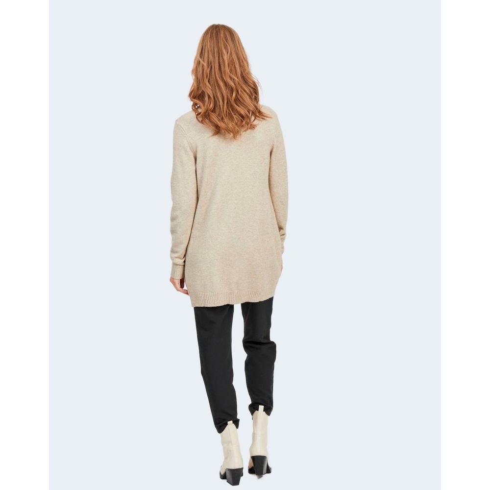 Vila Clothes Beige Viscose Cardigan Vila Clothes