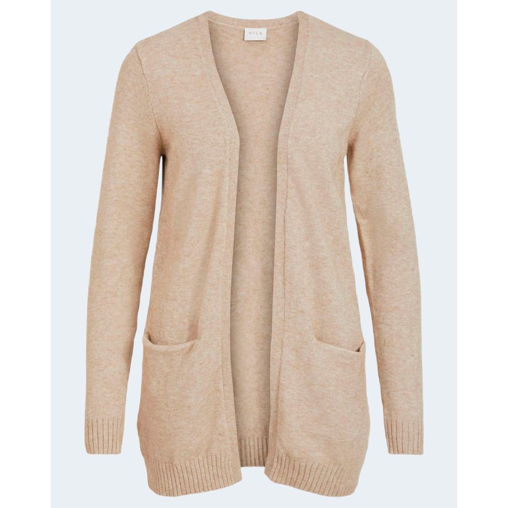 Vila Clothes Beige Viscose Cardigan Vila Clothes