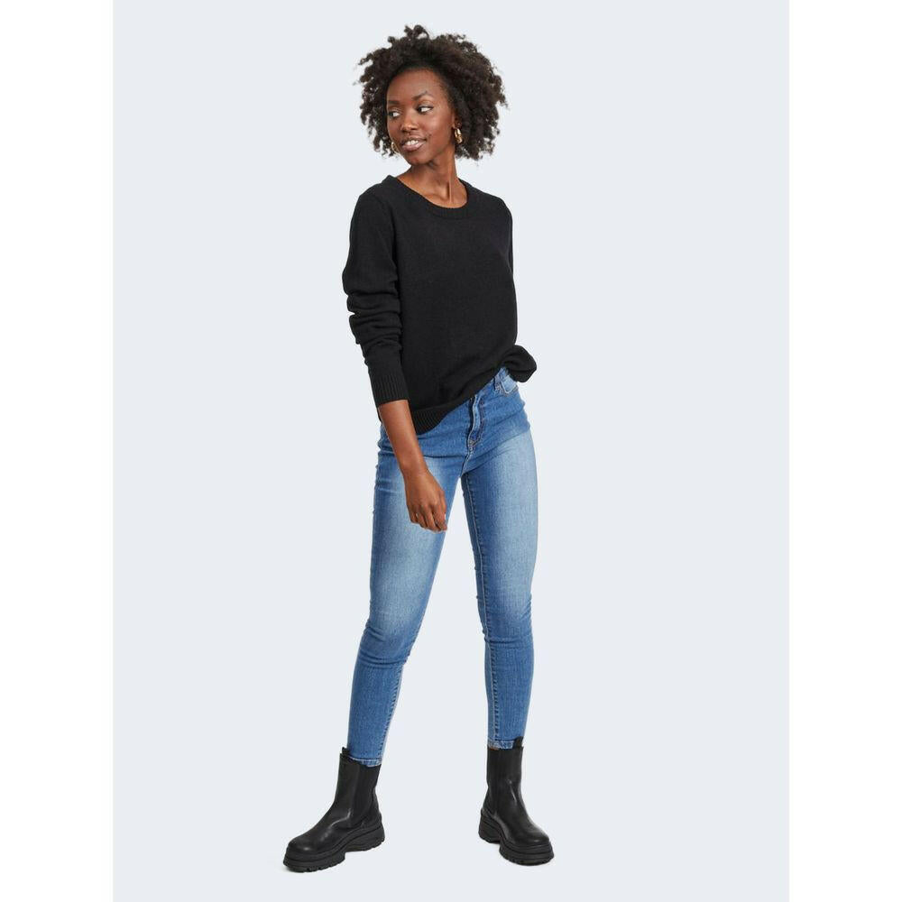 Vila Clothes Black Viscose Sweater Vila Clothes