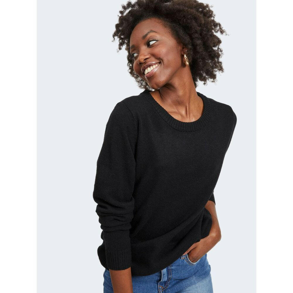 Vila Clothes Black Viscose Sweater Vila Clothes