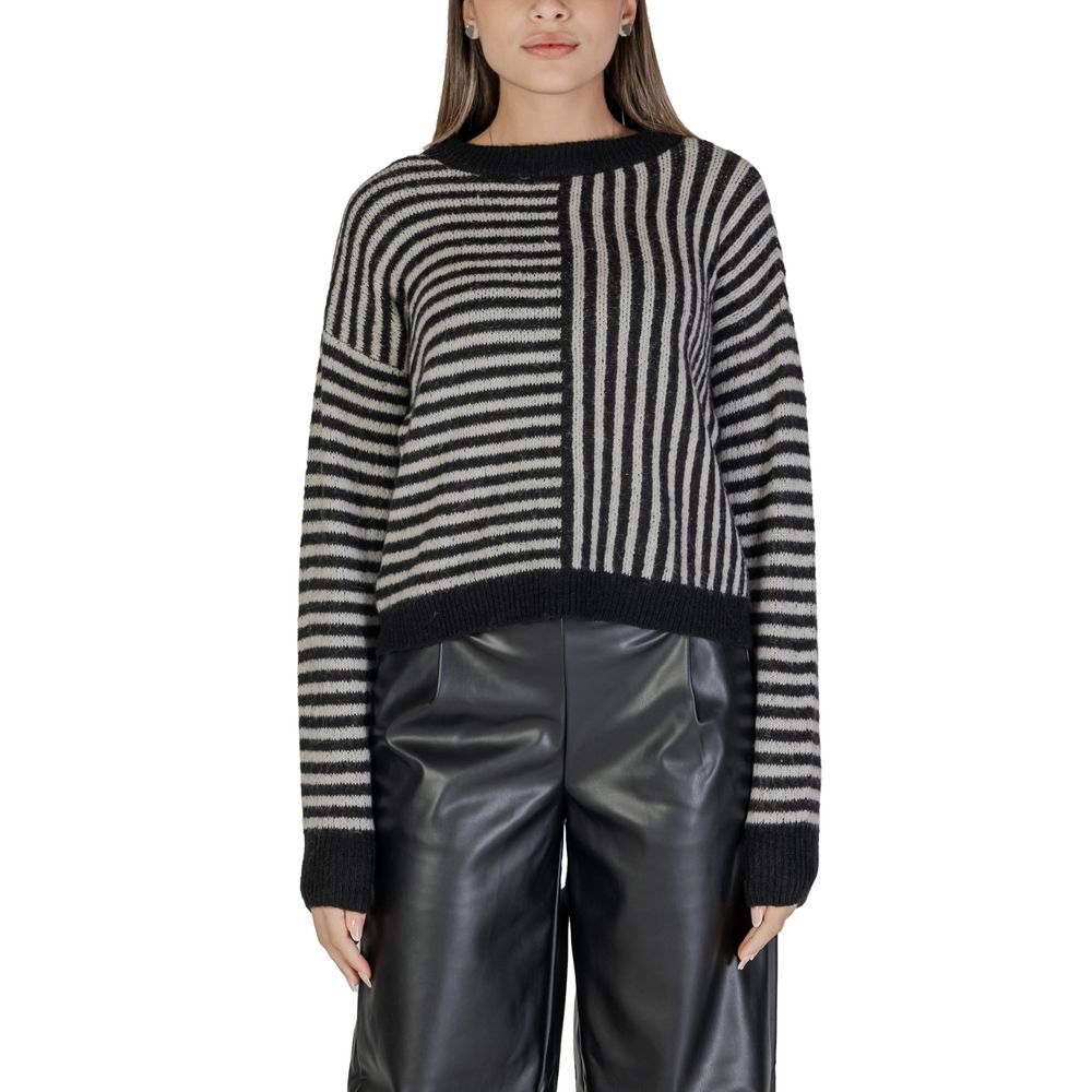 Vero Moda Black And White Recycled Polyester Sweater Vero Moda