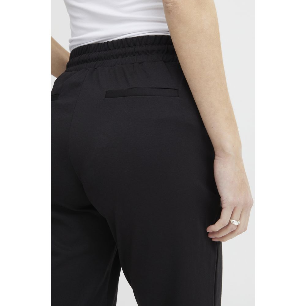 ICHI Black Polyester Pant ICHI
