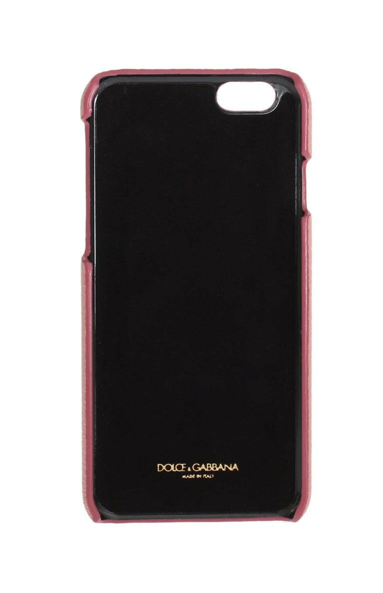 Dolce & Gabbana Pink Leather Heart Crystal Phone Case.
