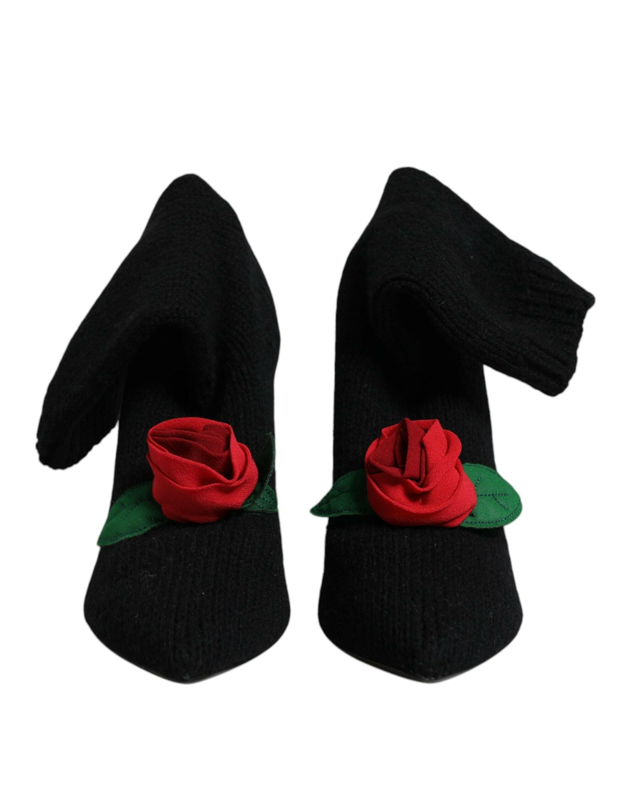 Dolce & Gabbana Black Stiletto Heels Mid Calf Boots Shoes Dolce & Gabbana