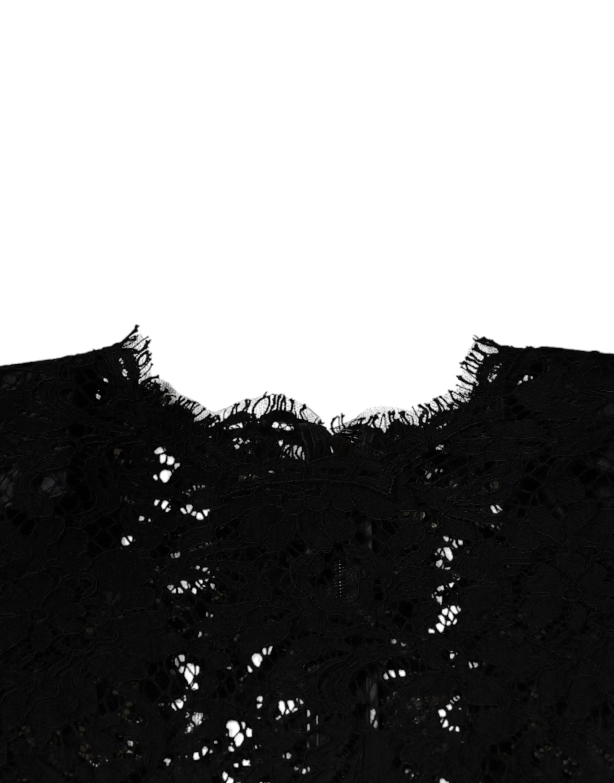 Dolce & Gabbana Black Floral Lace Short Sleeves Blouse Top Dolce & Gabbana