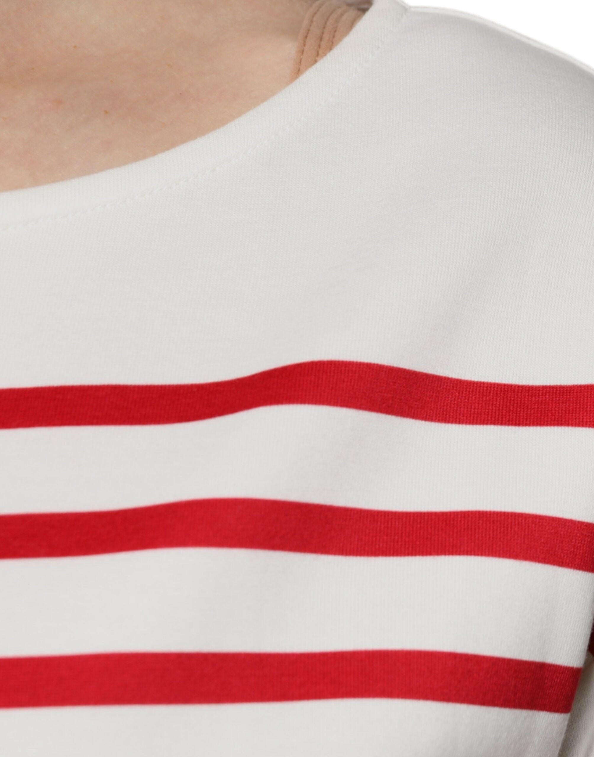 Dolce & Gabbana White Red Stripes Cotton Long Sleeves Top Dolce & Gabbana