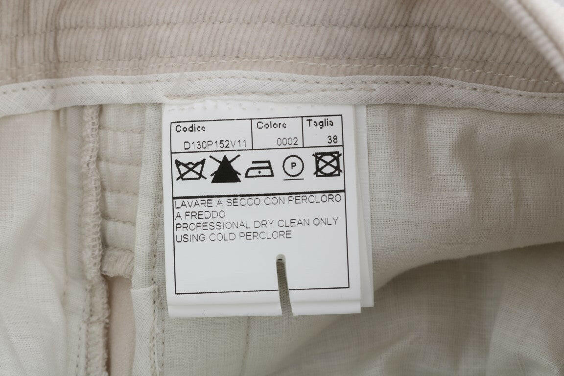 Ermanno Scervino Beige Slim Jeans Corduroy Skinny Pants.