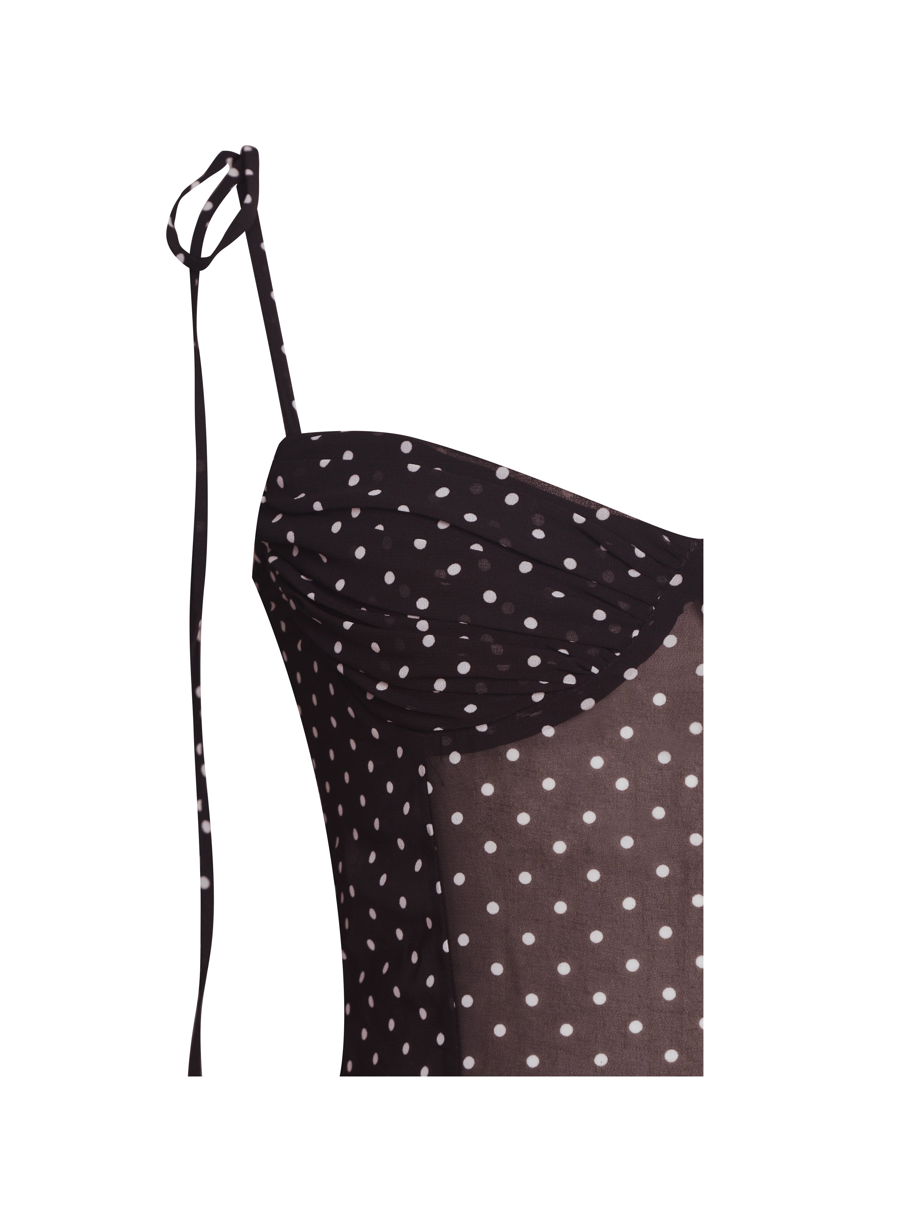 Yadira Brown Base Polka Dot Chiffon Maxi Dress