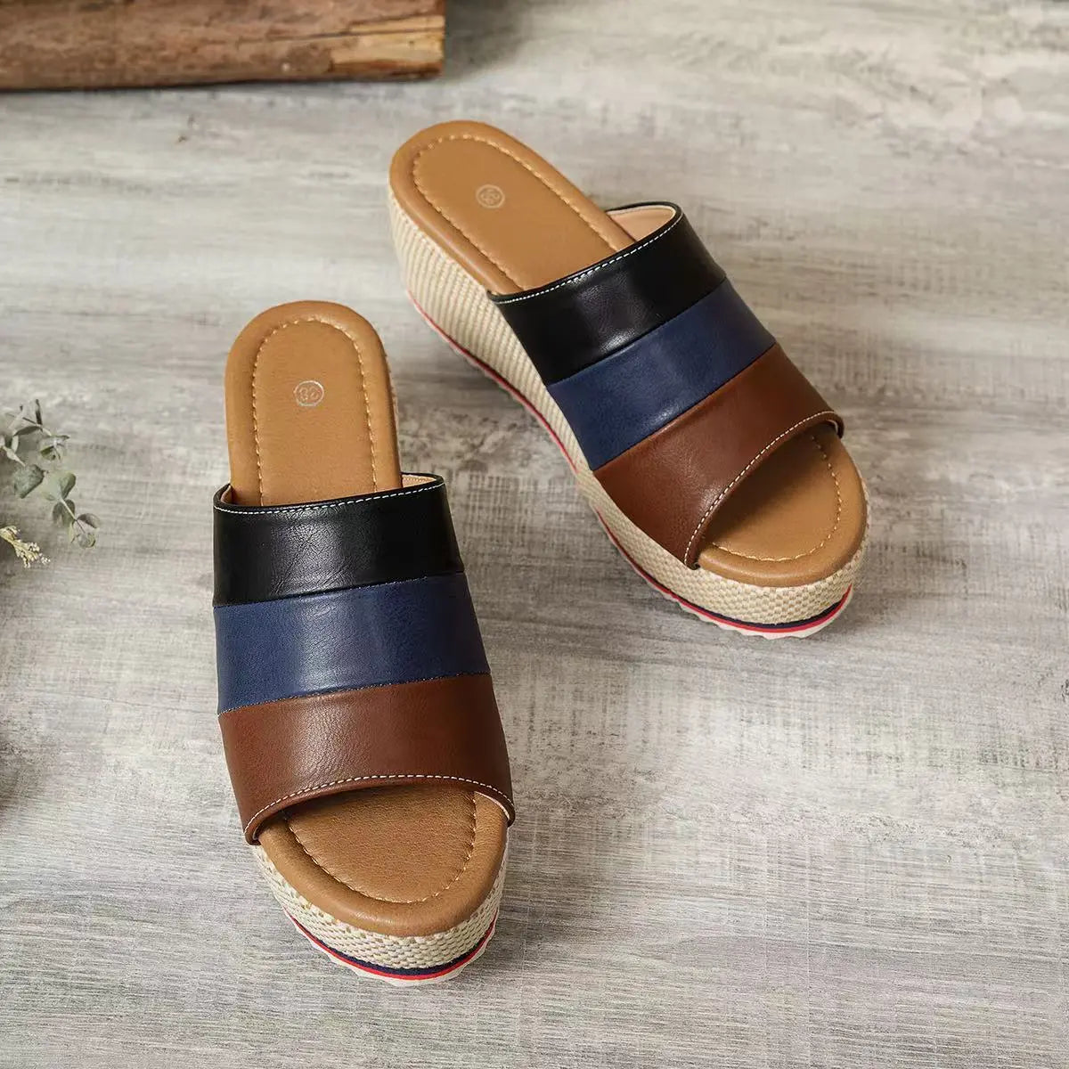 Ankle-strap Sandals Block Platform Wedge Plus Size Slippers - MaraFormigone