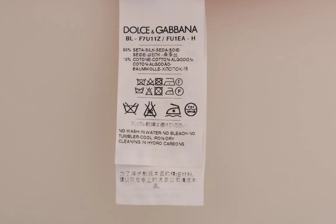 Dolce & Gabbana Red Silk Floral Embroidered Elegance Top Dolce & Gabbana