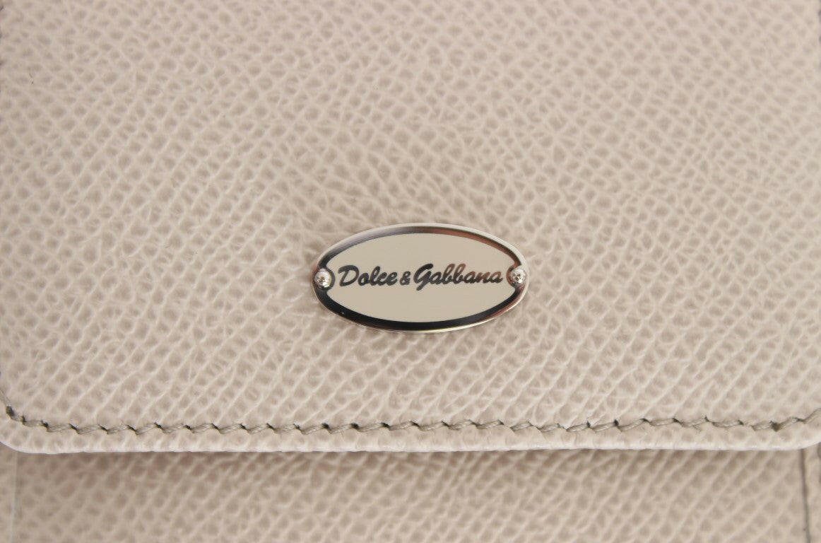 Dolce & Gabbana White Dauphine Leather Case Wallet.