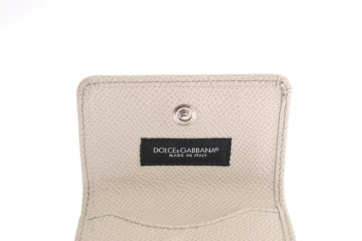 Dolce & Gabbana White Dauphine Leather Case Wallet.
