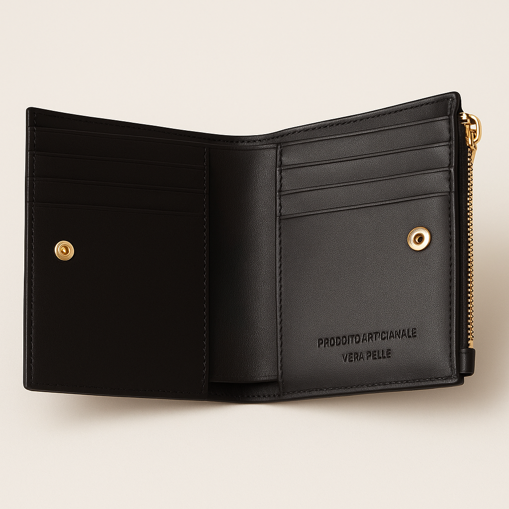 CARTEIRA PEQUENA DE COURO TRANCADO